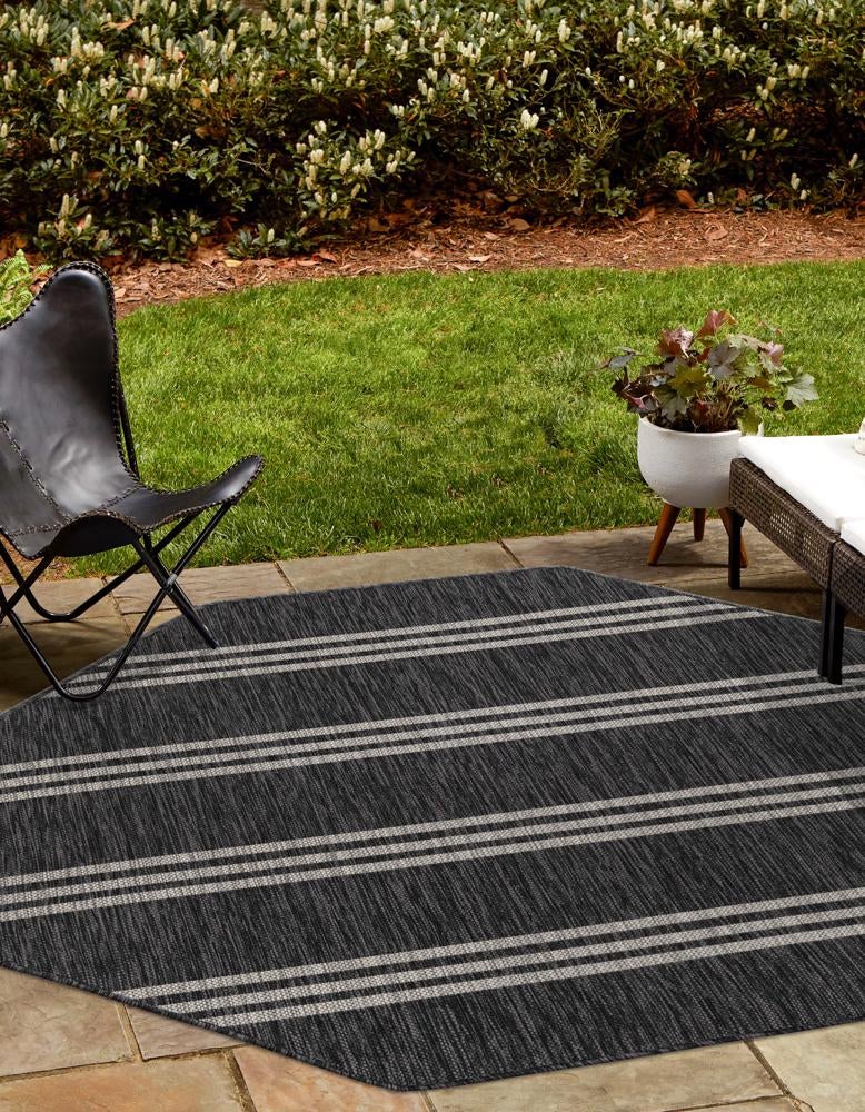 Charcoal 4' x 4' Jill Zarin Anguilla Indoor / Outdoor Octagon Rug ...