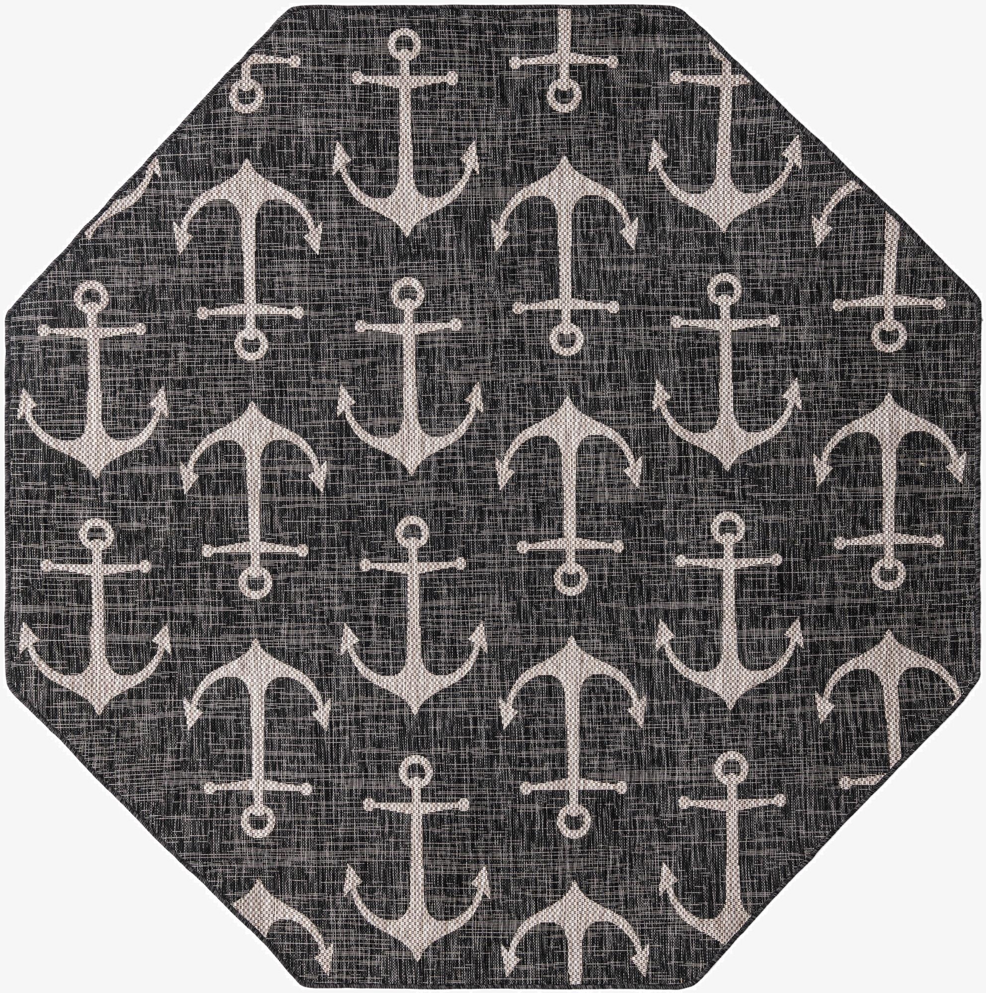  7' 10 x 7' 10  Washable Coastal Indoor / Outdoor Octagon Rug