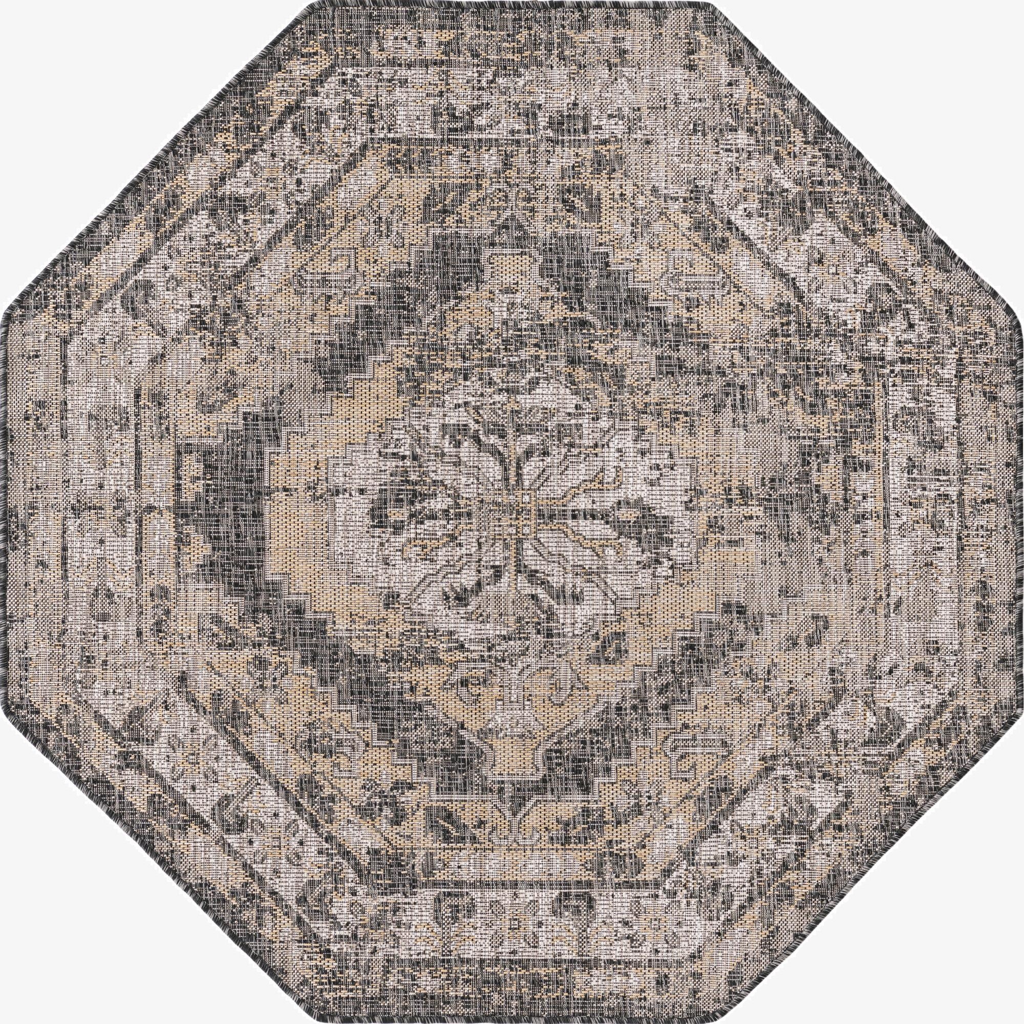  5' 3 x 5' 3  Washable Traditional Indoor / Outdoor Octagon Rug