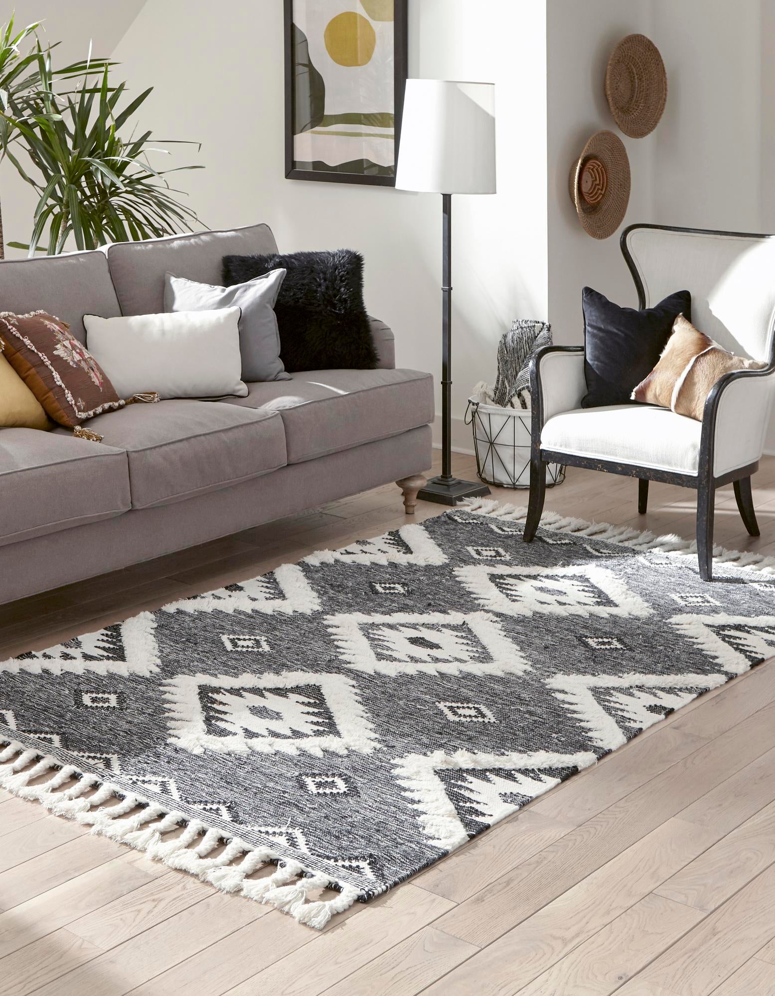 Charcoal 9' x 12' 2 Hand Woven Arizona Wool Rug | Rugs.com