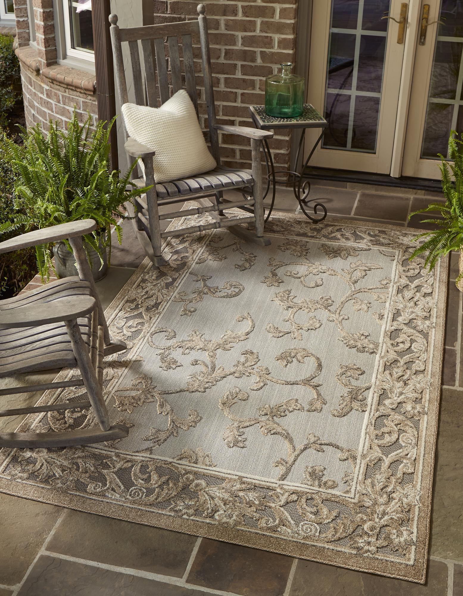 Beige 9' x 12' Botanical Indoor / Outdoor Rug | Rugs.com