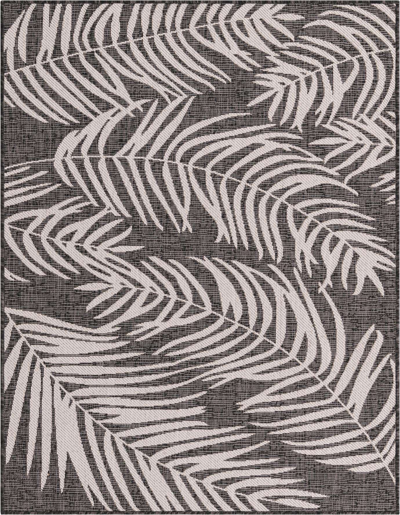 Primary image  Custom Charcoal  Washable Botanical Indoor / Outdoor Rug