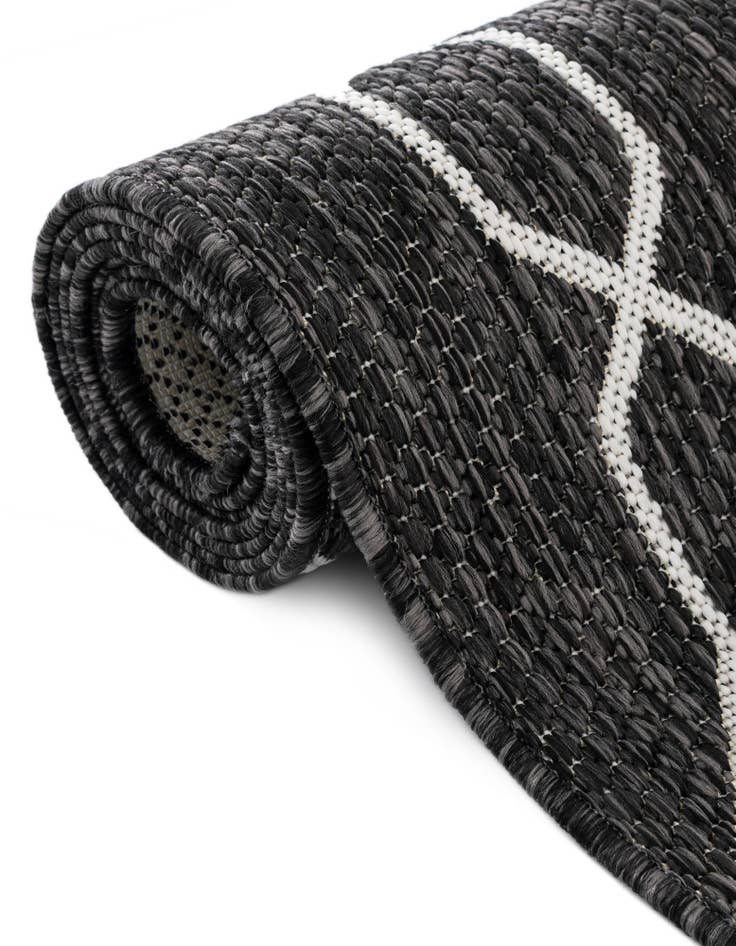 Detail image of  Custom Charcoal  Washable Lattice Indoor / Outdoor Rug