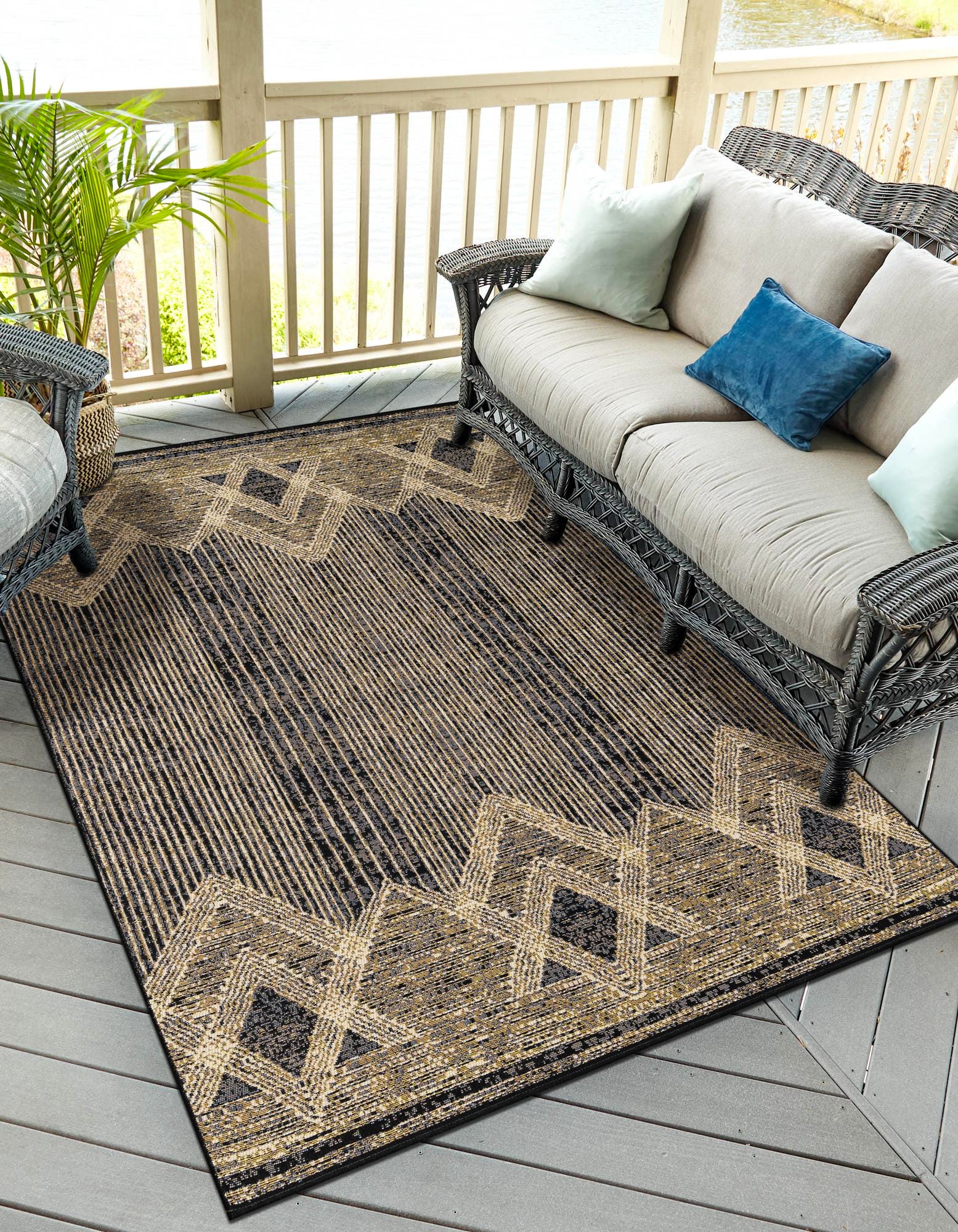 Charcoal 9' x 12' Modern Indoor / Outdoor Rug | Rugs.com