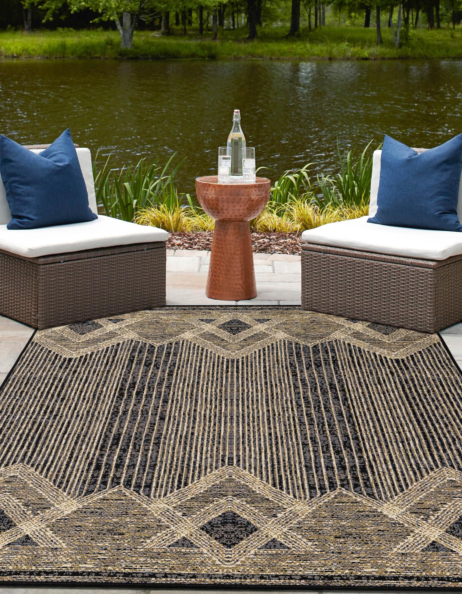 Charcoal 9' x 12' Modern Indoor / Outdoor Rug | Rugs.com