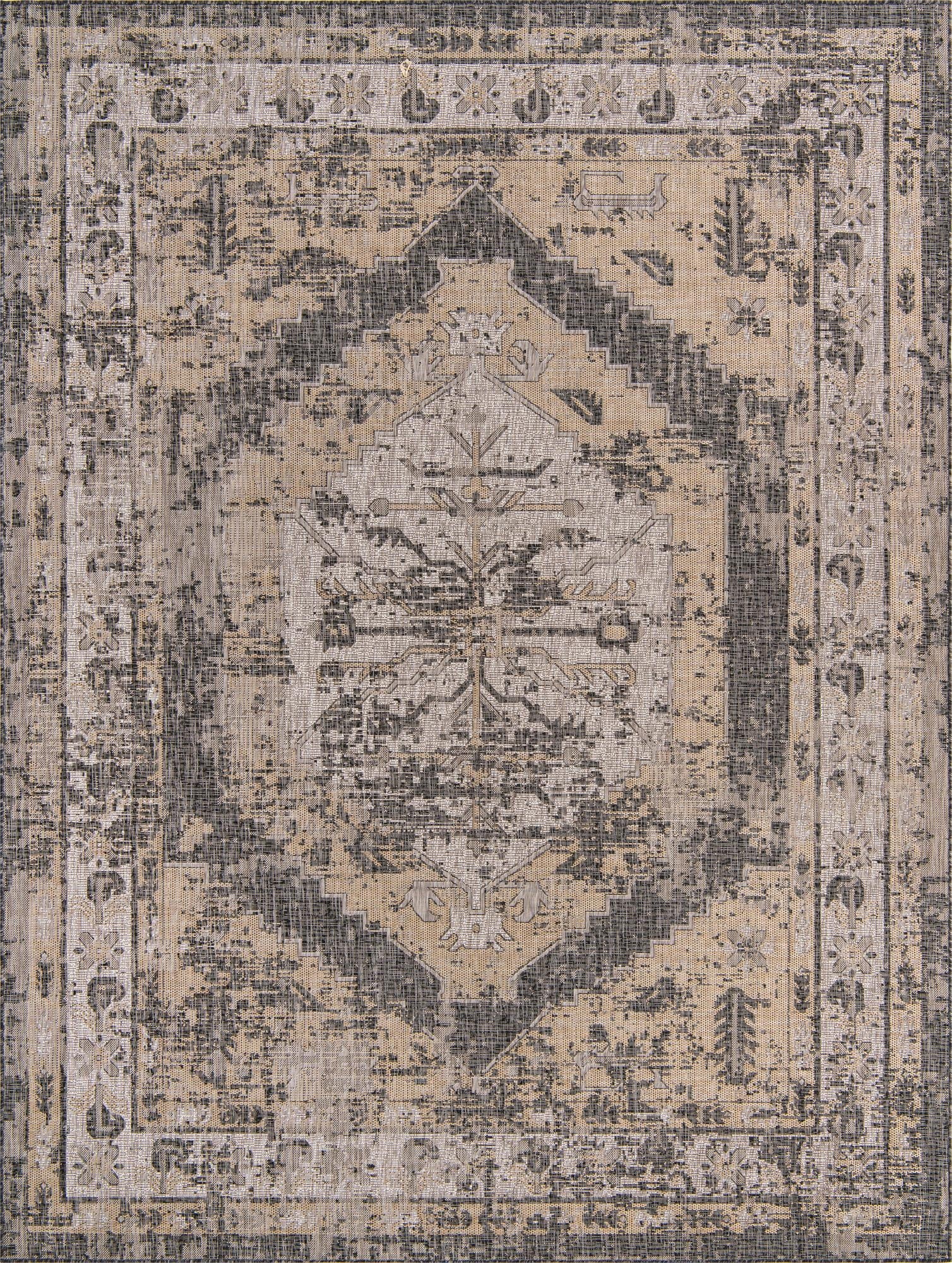 Primary image  9' x 12'  Washable Traditional Indoor / Outdoor Rug