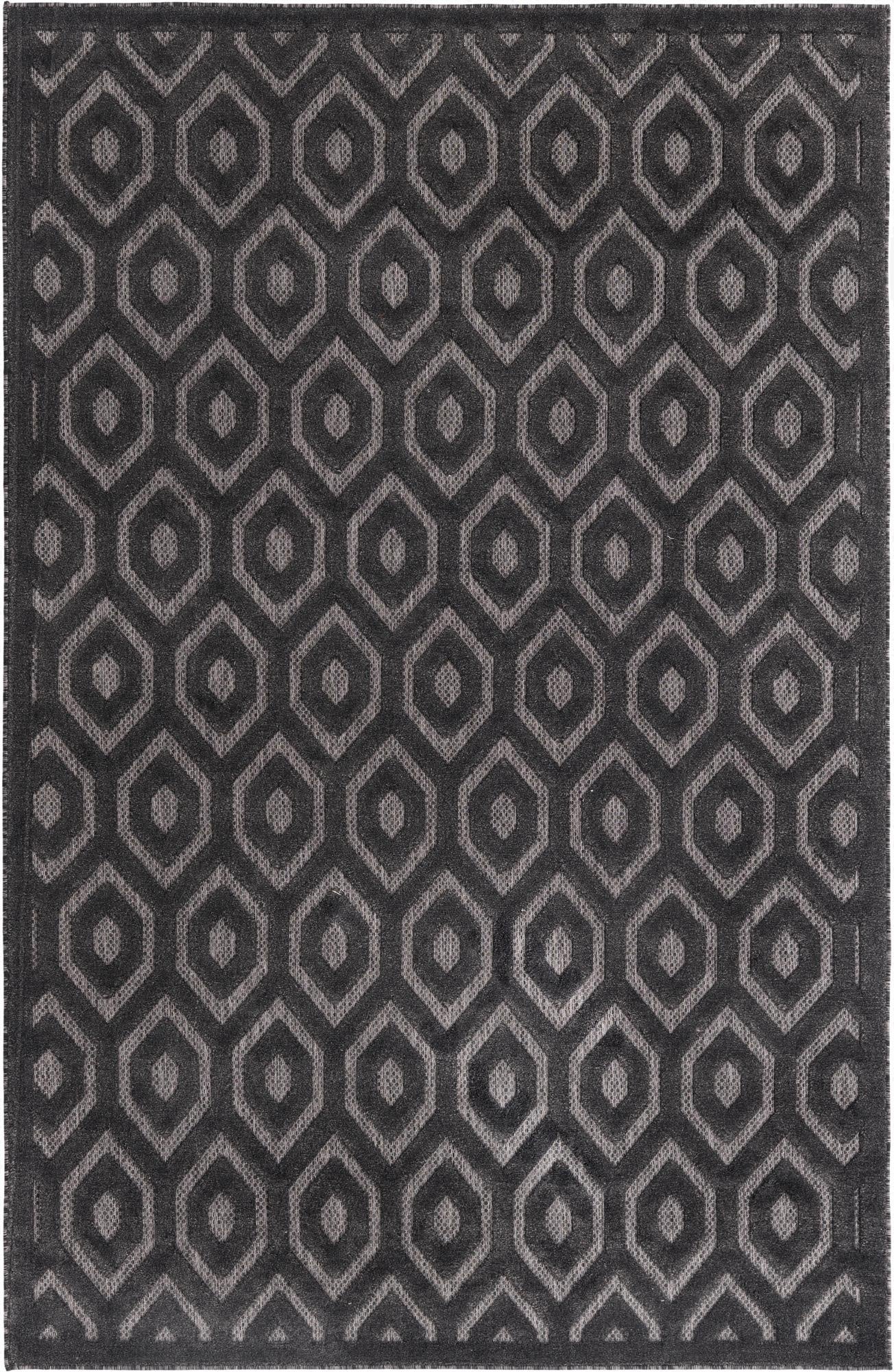  6' x 9'  Washable Trellis Textured Indoor / Outdoor Rug