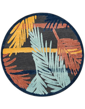 5' 3 x 5' 3 Washable Belize Indoor / Outdoor Round Rug