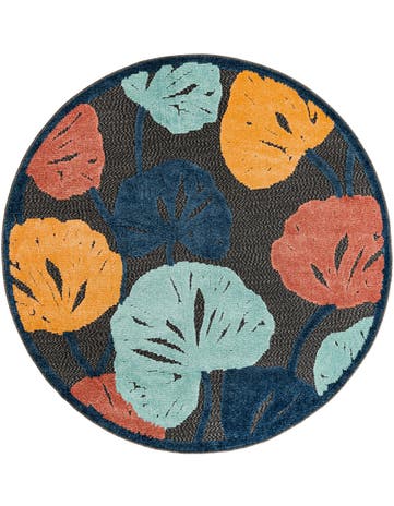 5' 3 x 5' 3 Washable Belize Indoor / Outdoor Round Rug