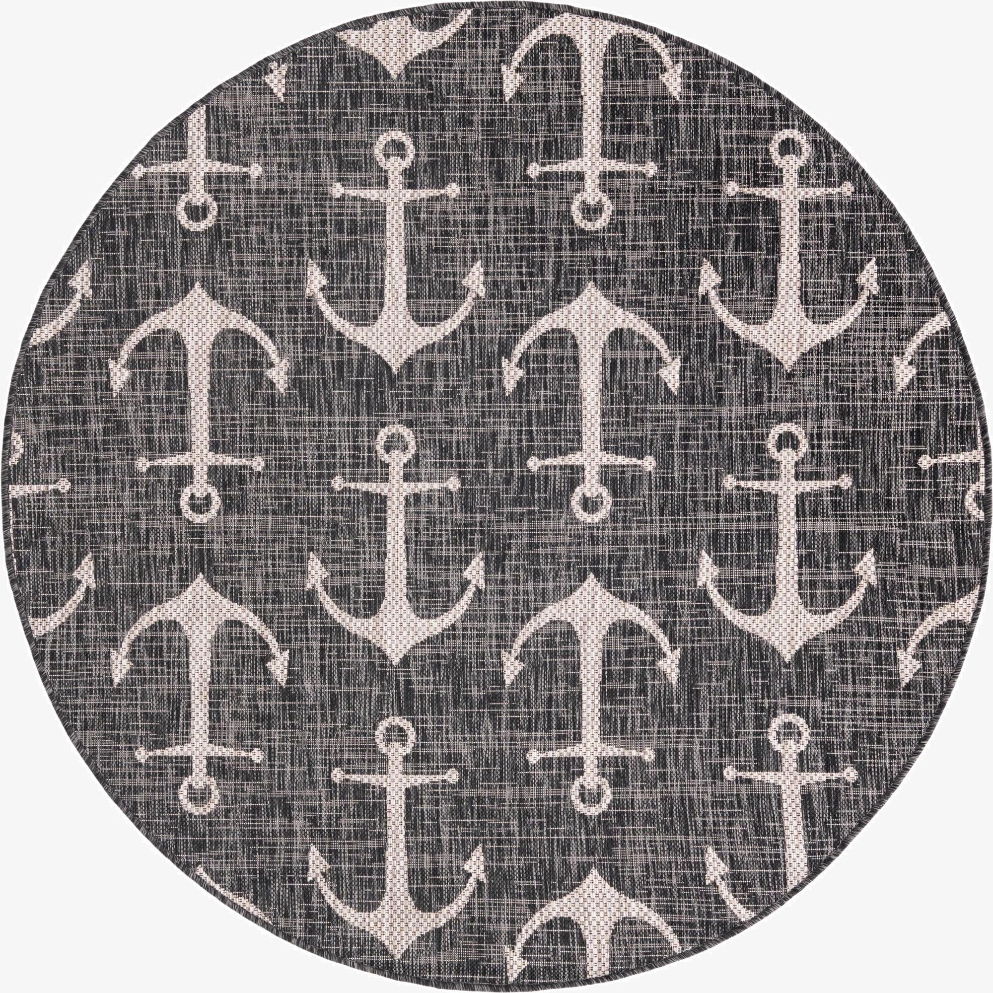  5' 3 x 5' 3  Washable Coastal Indoor / Outdoor Round Rug