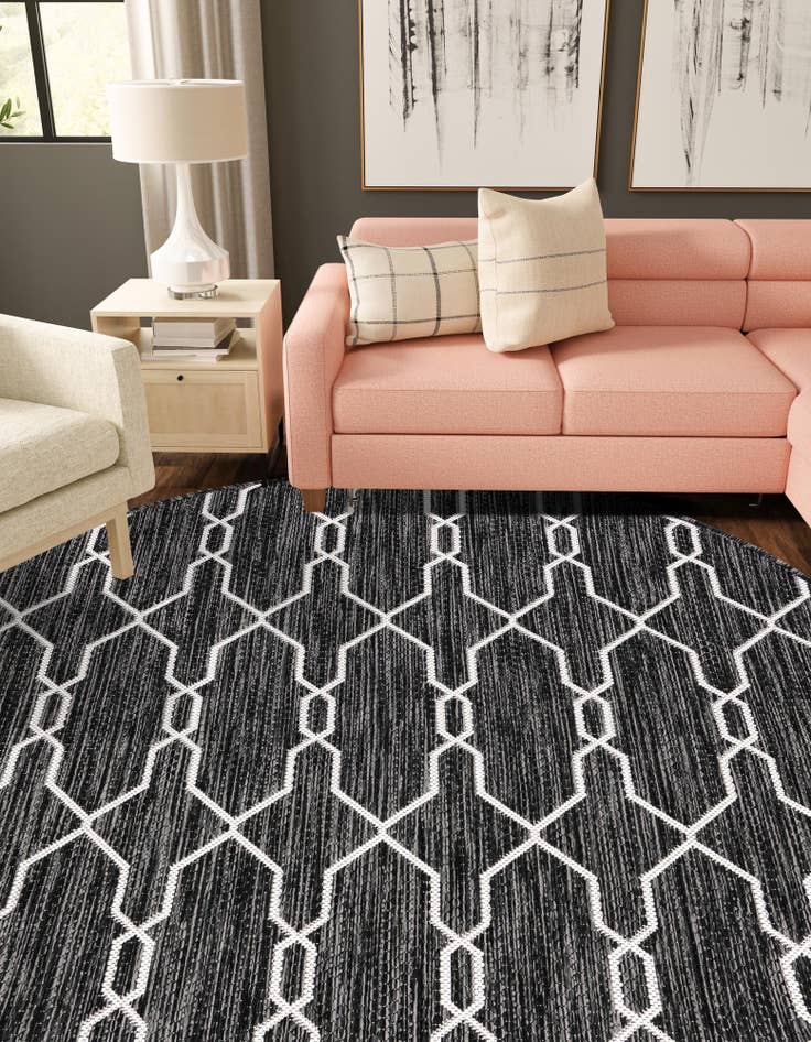 Detail image of  4' x 4'  Washable Lattice Indoor / Outdoor Round Rug
