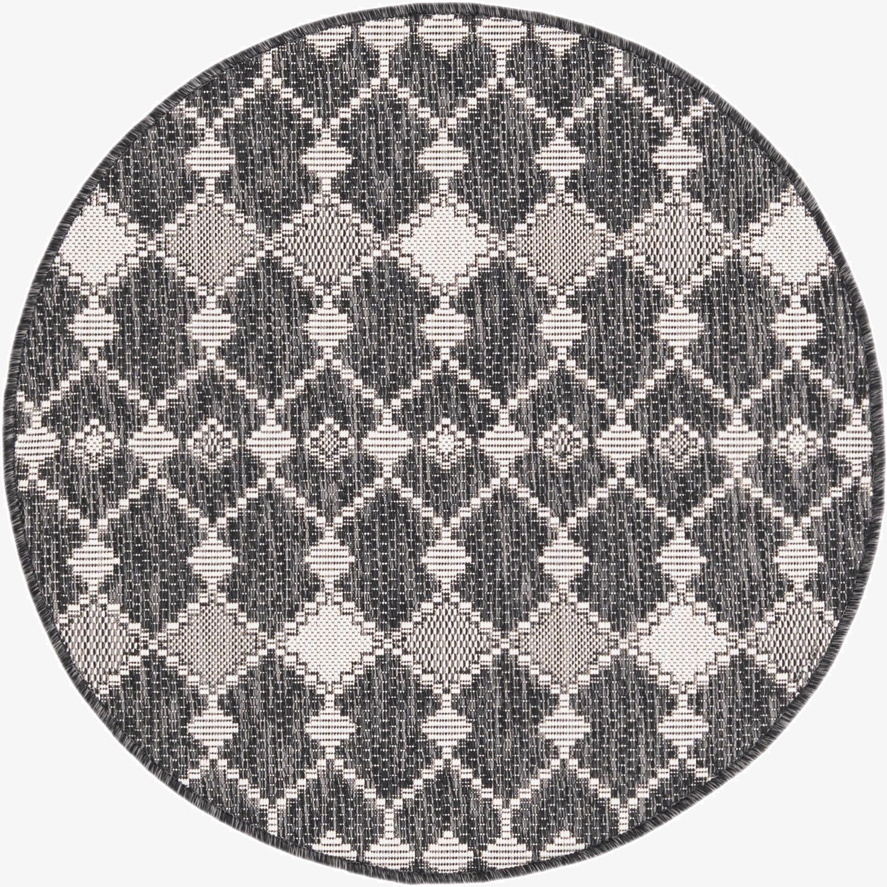  3' x 3'  Washable Lattice Indoor / Outdoor Round Rug