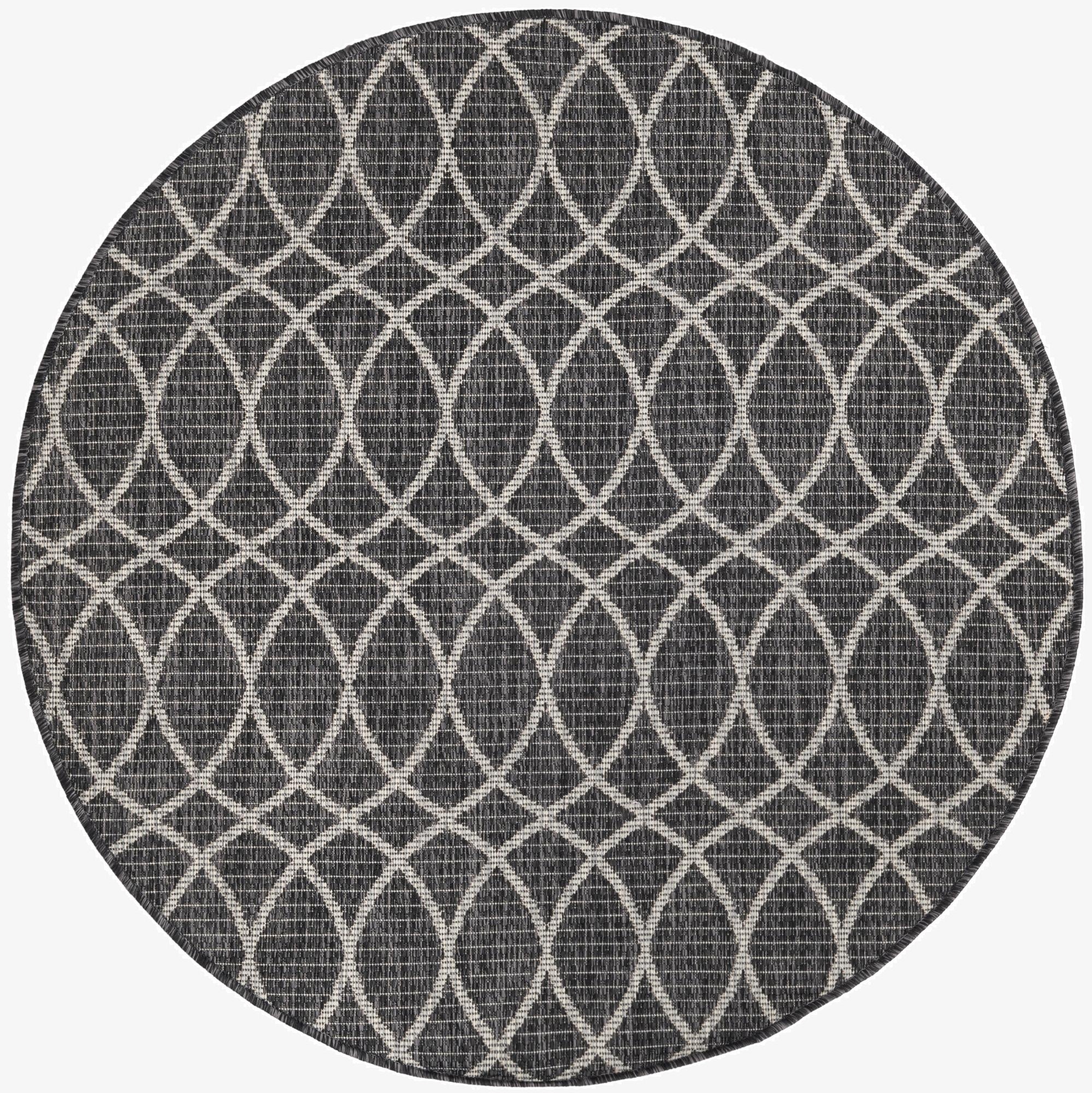  4' x 4'  Washable Lattice Indoor / Outdoor Round Rug