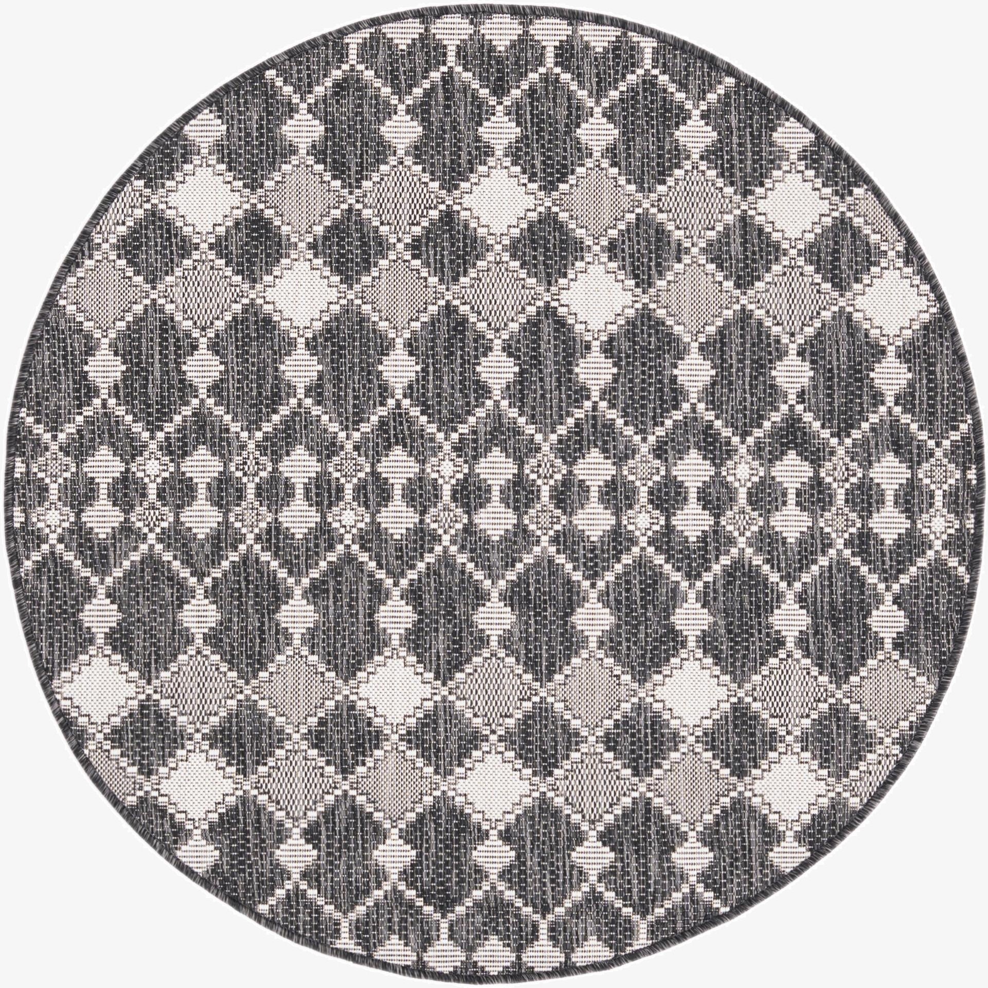  4' x 4'  Washable Lattice Indoor / Outdoor Round Rug