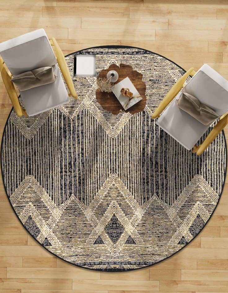 Detail image of  7' 10 x 7' 10  Washable Modern Indoor / Outdoor Round Rug