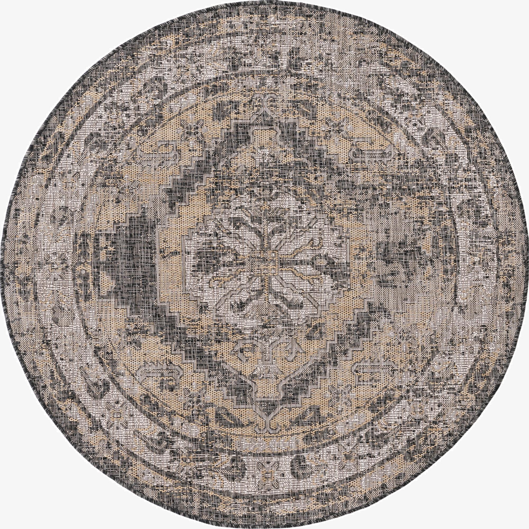  5' 3 x 5' 3  Washable Traditional Indoor / Outdoor Round Rug