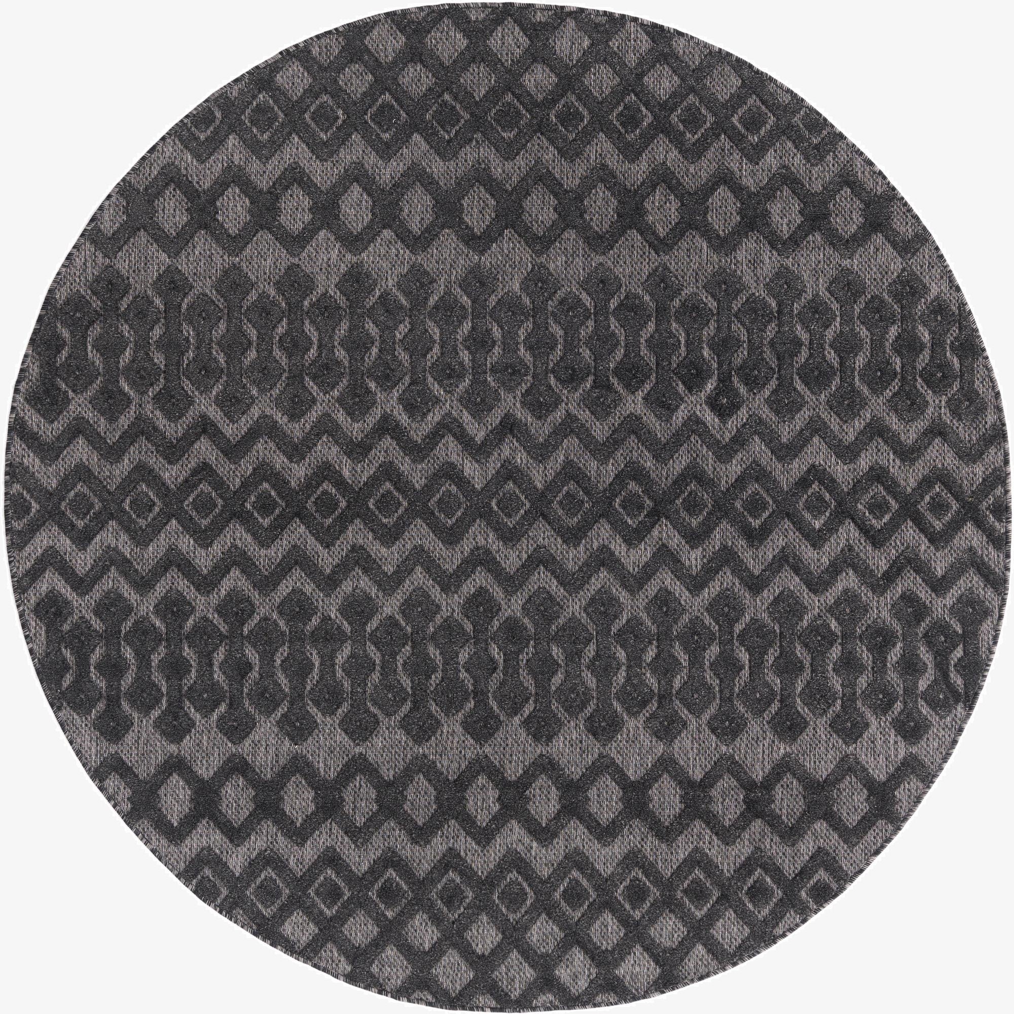  7' x 7'  Washable Trellis Textured Indoor / Outdoor Round Rug