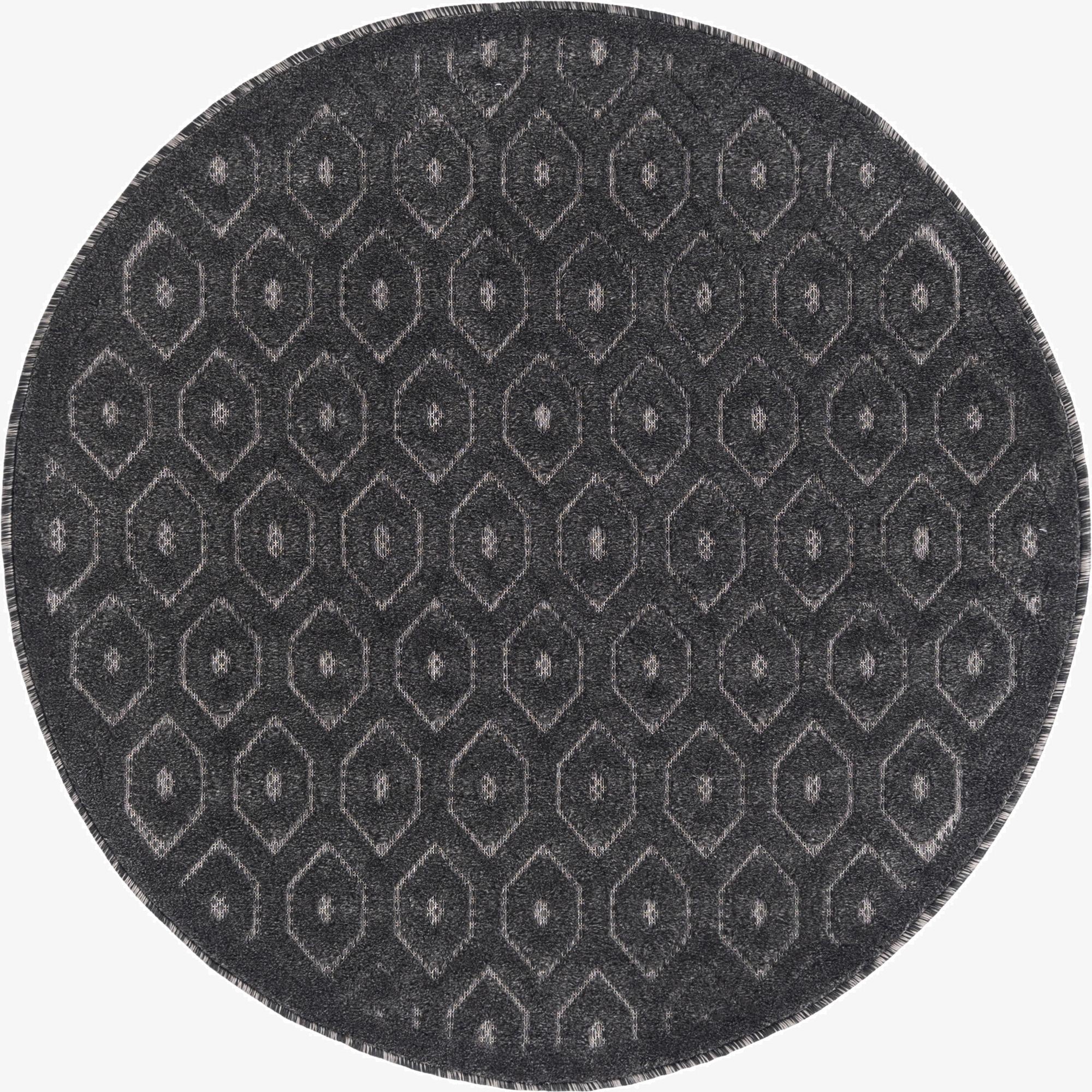 4' x 4'  Washable Trellis Textured Indoor / Outdoor Round Rug