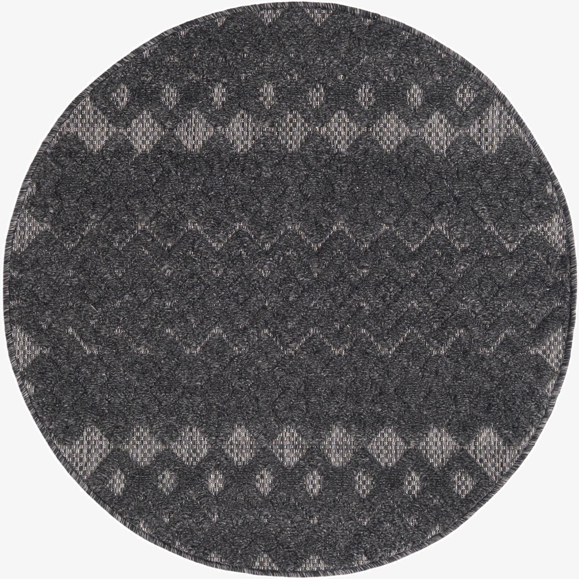  3' x 3'  Washable Trellis Textured Indoor / Outdoor Round Rug