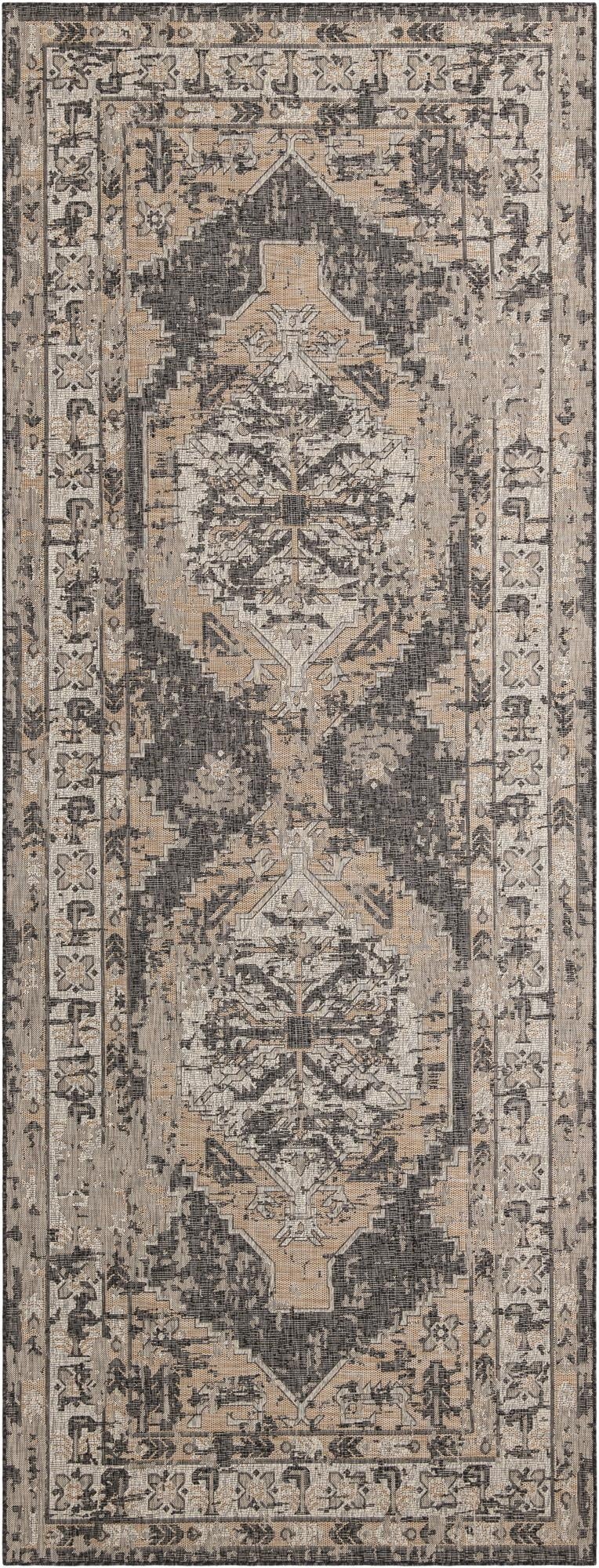  6' 5 x 17'  Washable Traditional Indoor / Outdoor Runner Rug