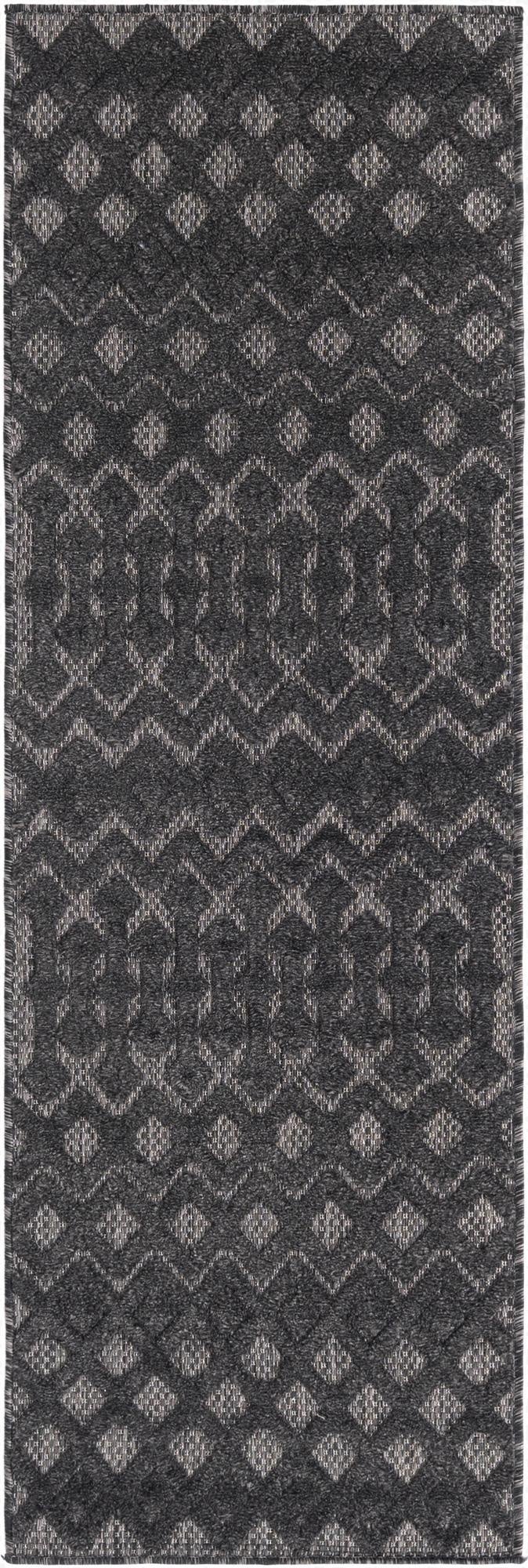  2' x 6'  Washable Trellis Textured Indoor / Outdoor Runner Rug