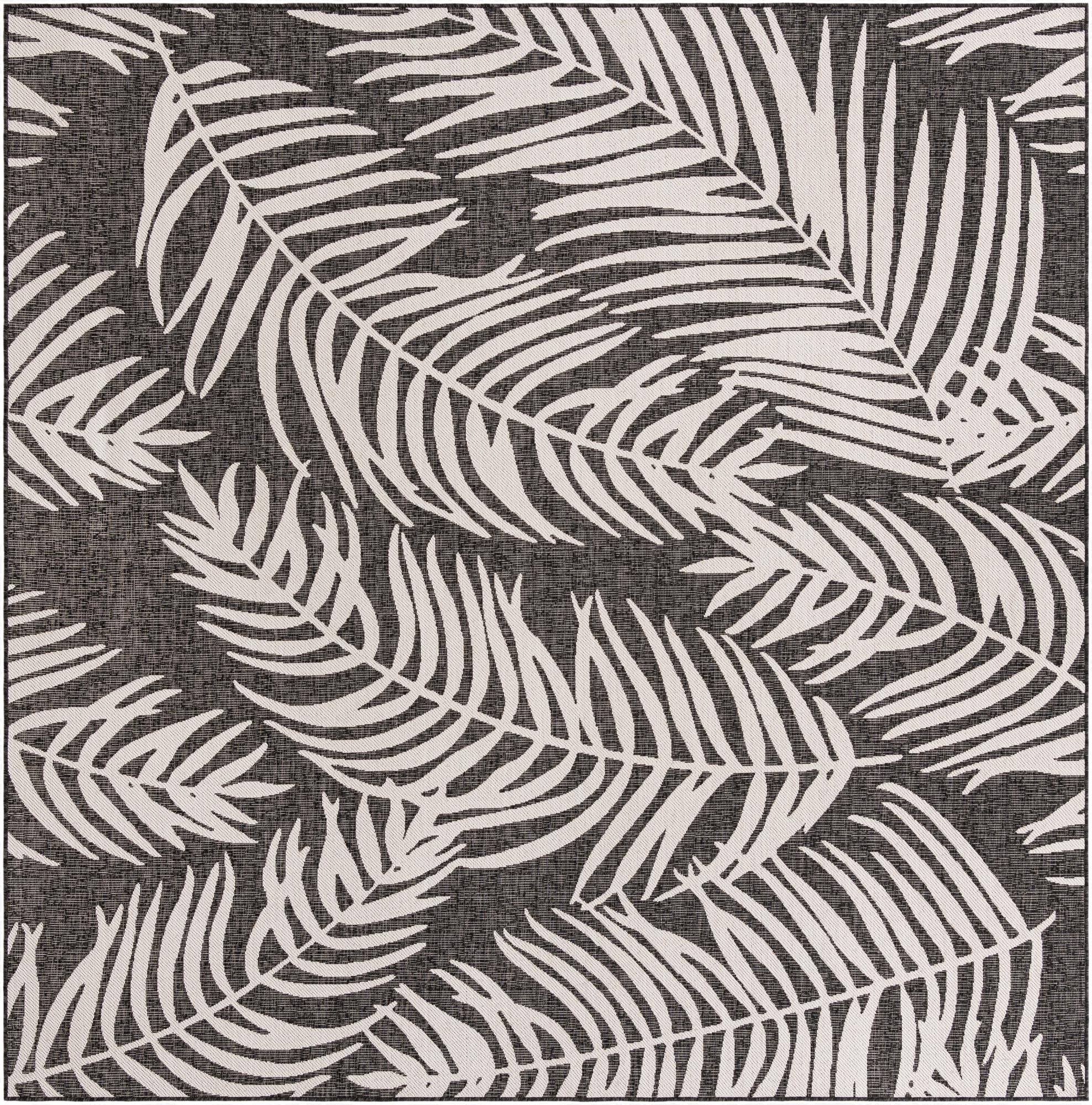  10' x 10'  Washable Botanical Indoor / Outdoor Square Rug