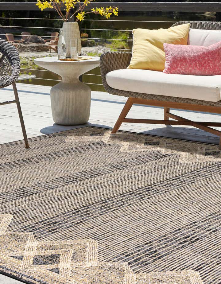 Charcoal 10' x 10' Modern Indoor / Outdoor Square Rug | Rugs.com