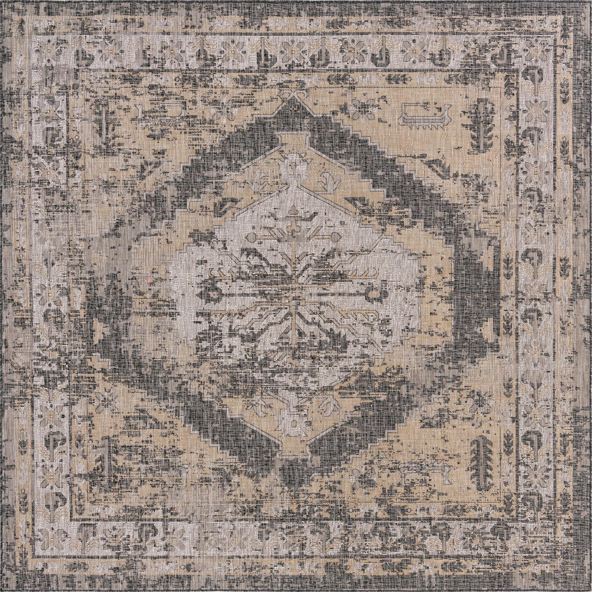  10' x 10'  Washable Traditional Indoor / Outdoor Square Rug