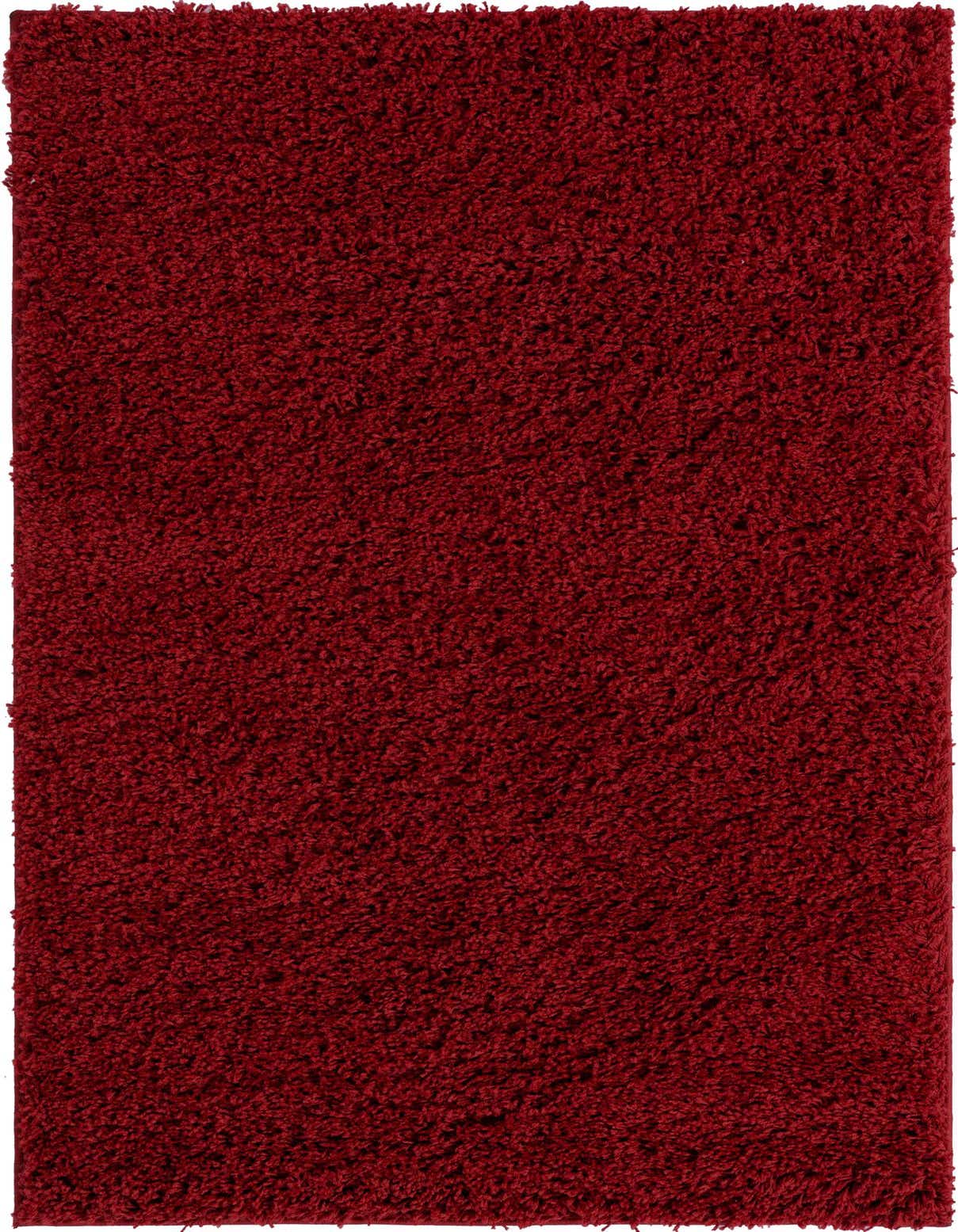 A 3x5 rectangular red shag rug with a deep, textured pile, perfect for adding warmth to any indoor space.