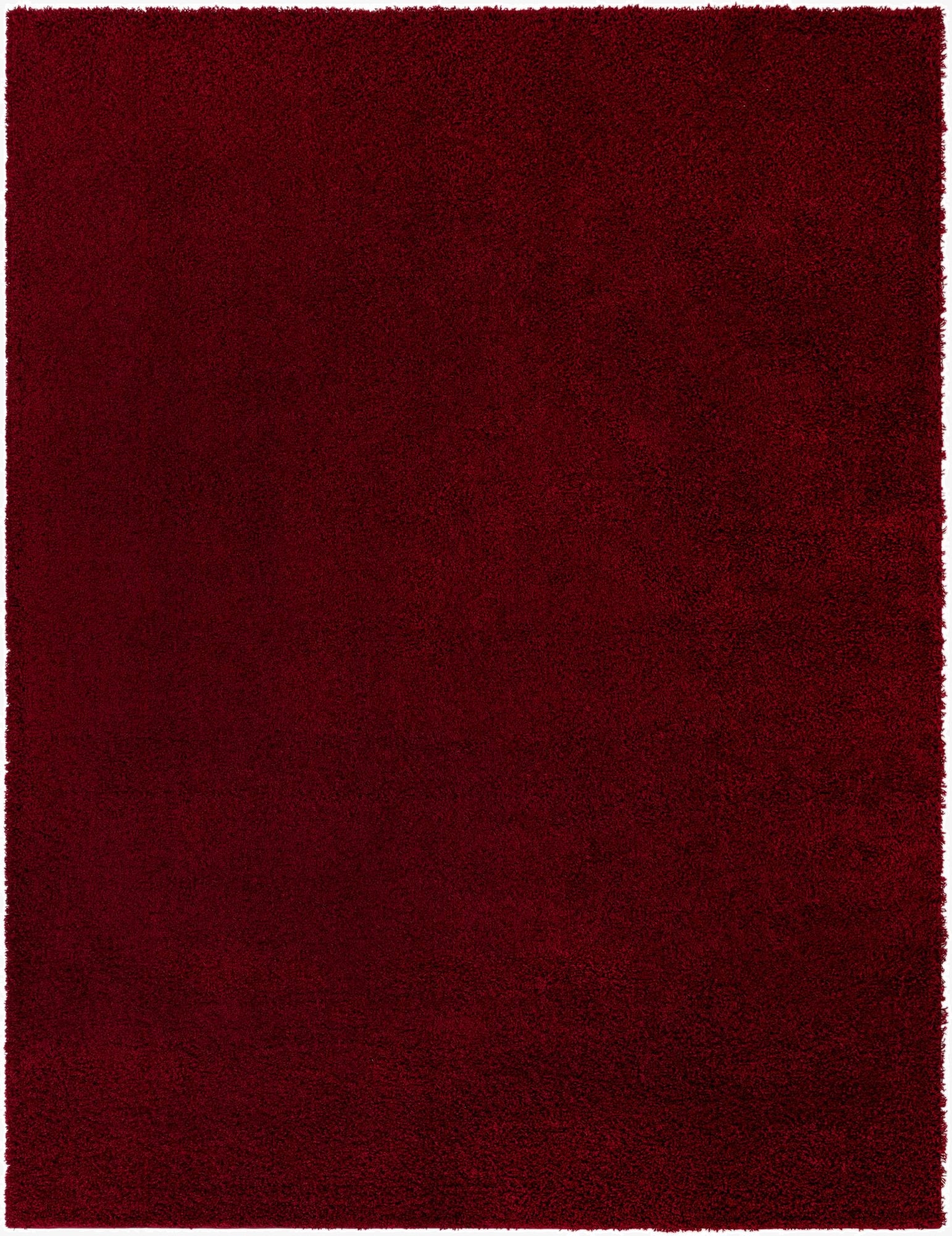 A plush 10x13 rectangular Solid Shag rug in a deep red color, ideal for a modern living room or bedroom.