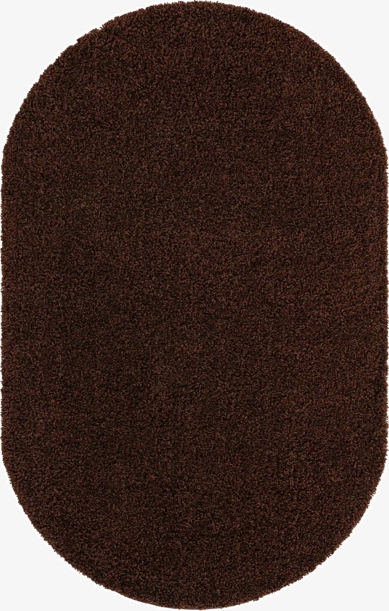  5' 3 x 8' Solid Shag Oval Rug