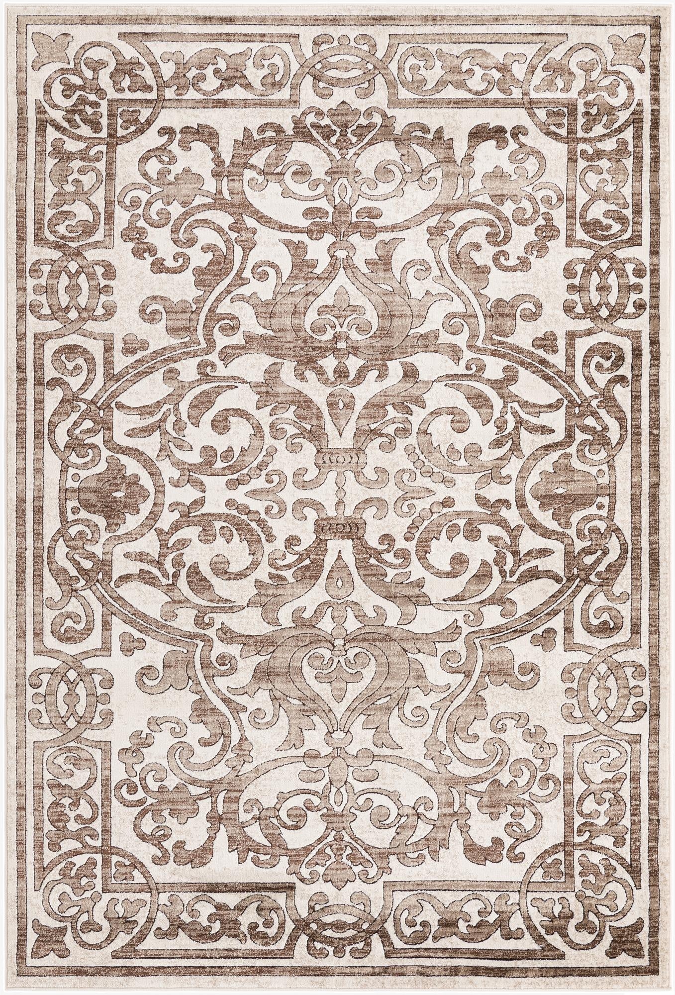 A 6x9 rectangular Hermitage rug featuring a traditional floral pattern in shades of brown and tan.