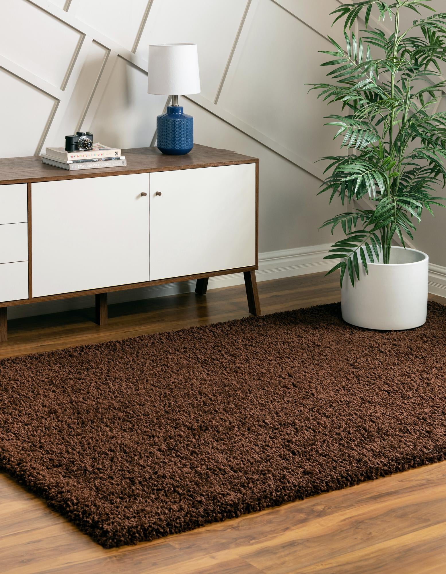 Chocolate Brown 9' x 12' 2 Solid Shag Rug | Rugs.com