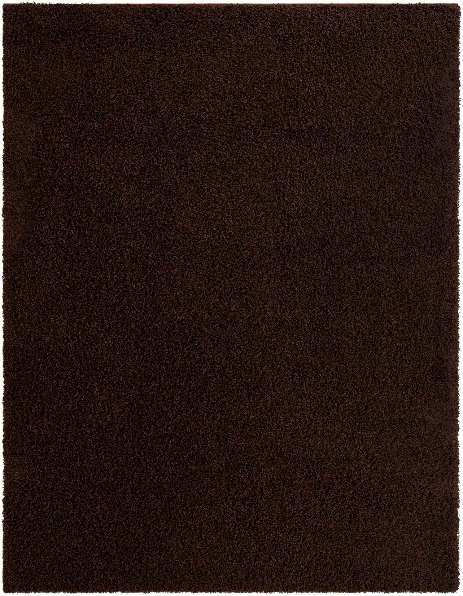 A large 9x12 rectangular brown shag rug with a plush, textured pile, suitable for a living room or bedroom.