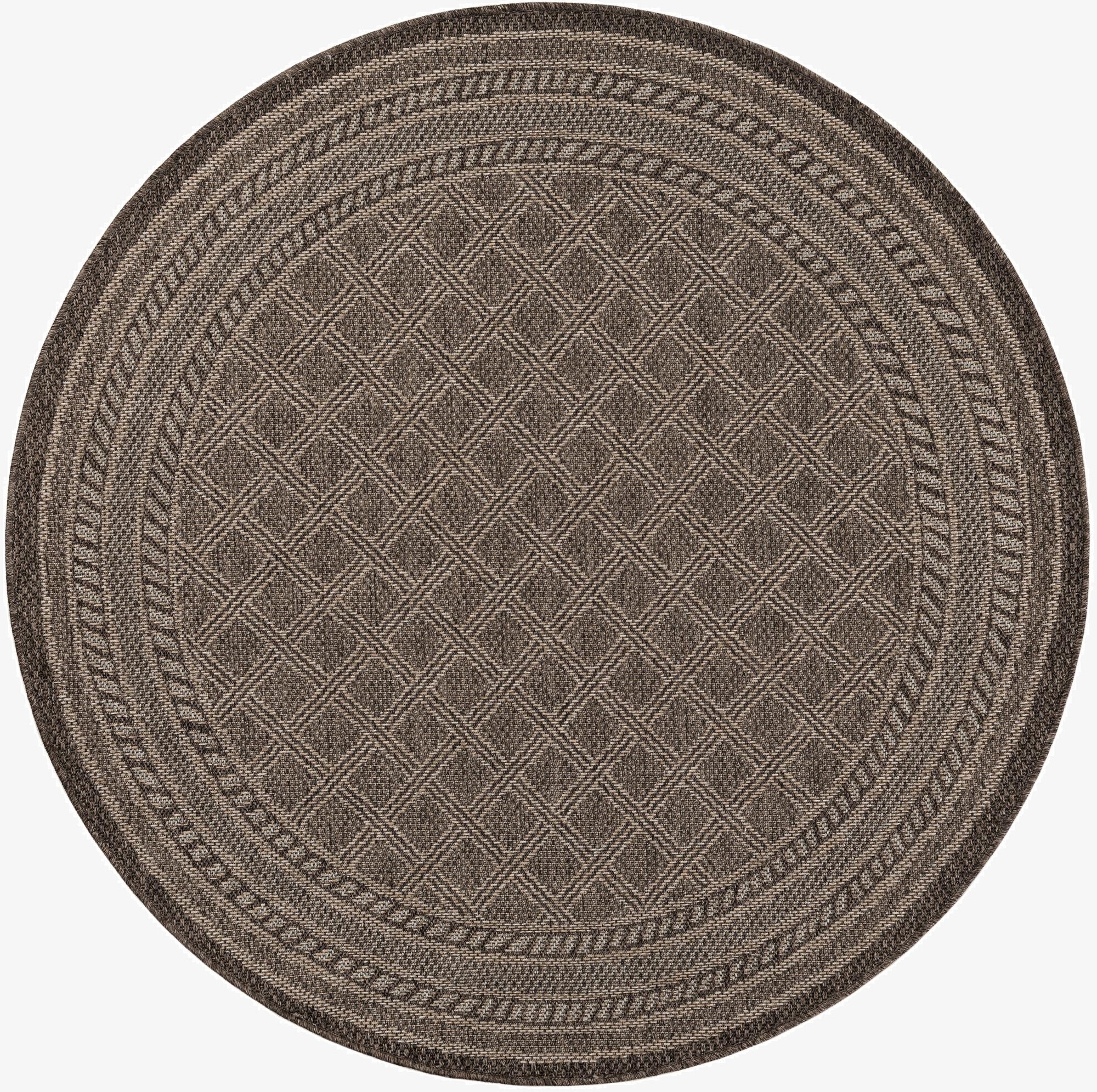  5' 1 x 5' 1  Washable Lattice Indoor / Outdoor Round Rug