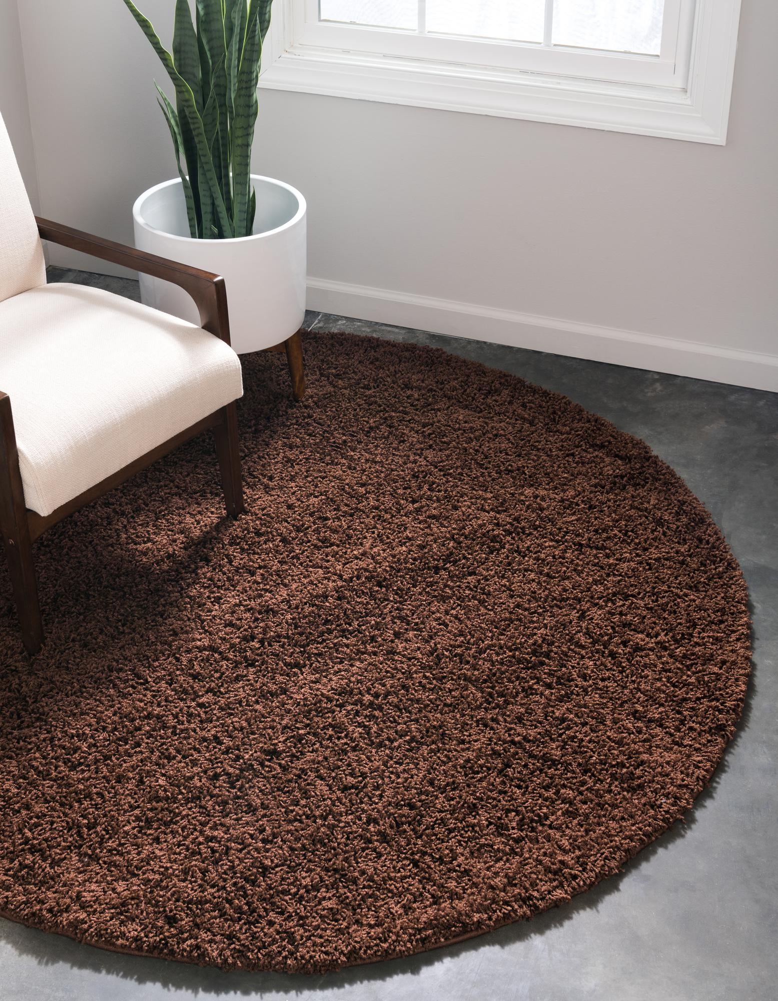  3' x 3' Solid Shag Round Rug