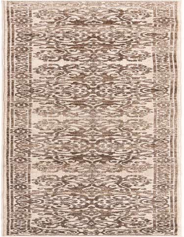 A 13 ft runner rug from the Hermitage collection, featuring a traditional floral pattern in varying shades of brown and tan.