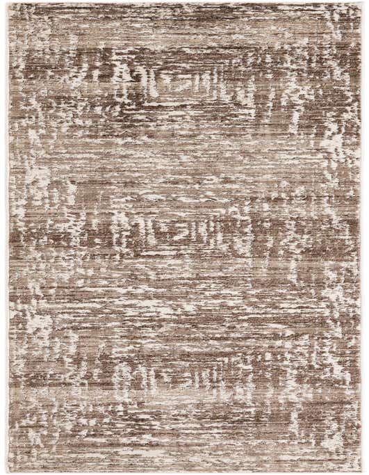 A 10 ft runner rug in shades of brown and tan with a modern, distressed stripe pattern, perfect for a hallway.