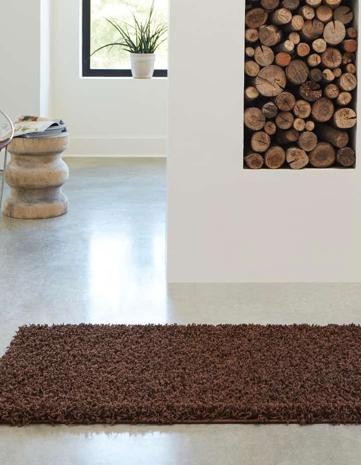 Chocolate Brown 2' 2 x 6' 5 Solid Shag Runner Rug | Rugs.com