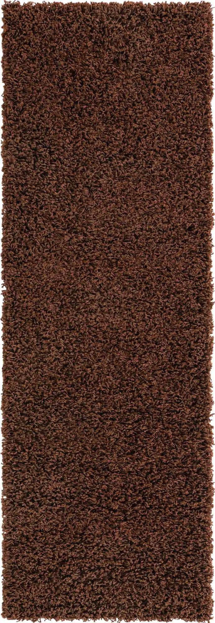 Chocolate Brown 2' x 6' Solid Shag Runner Rug | Rugs.com