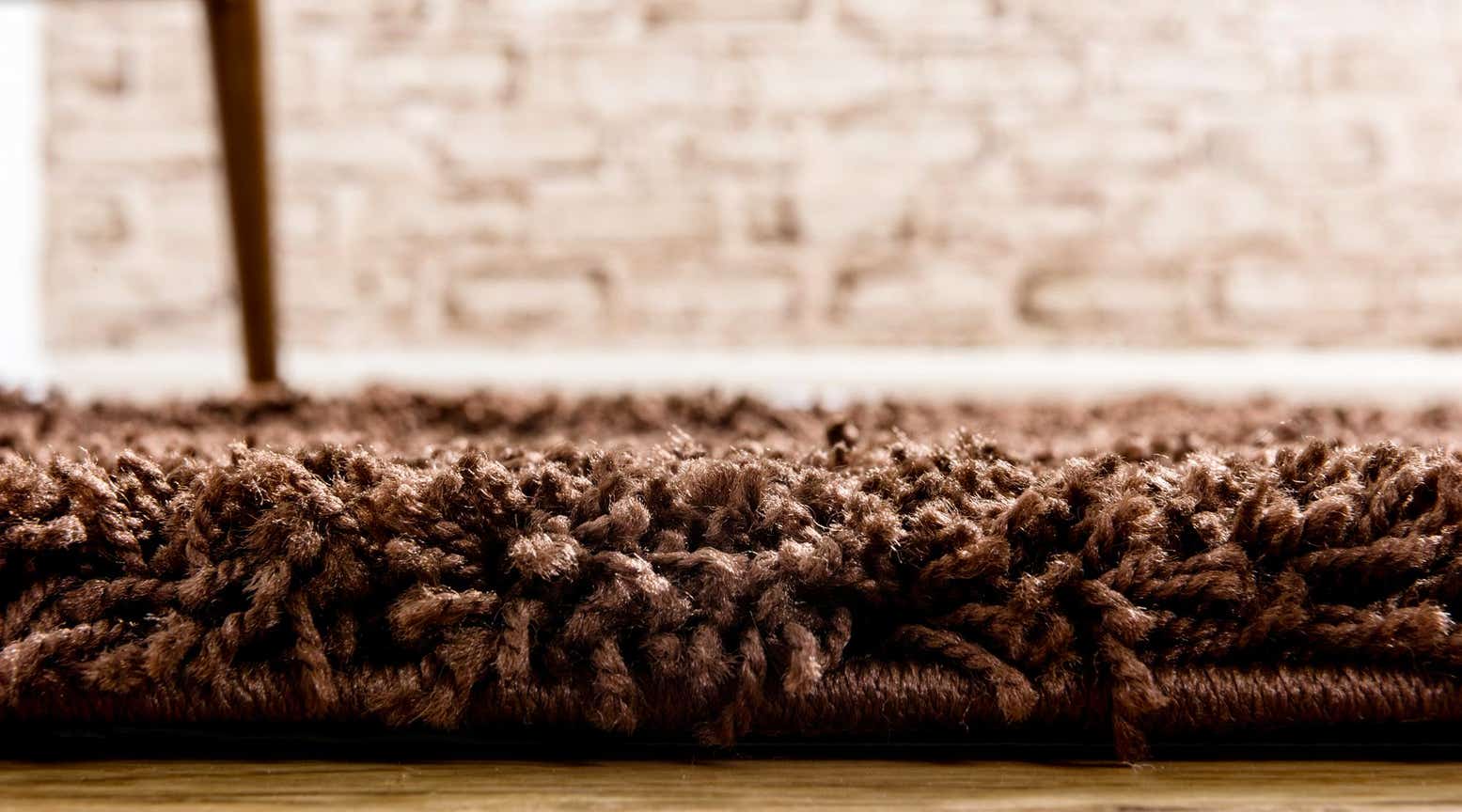 Chocolate Brown 2' x 6' 5 Solid Shag Runner Rug | Rugs.com