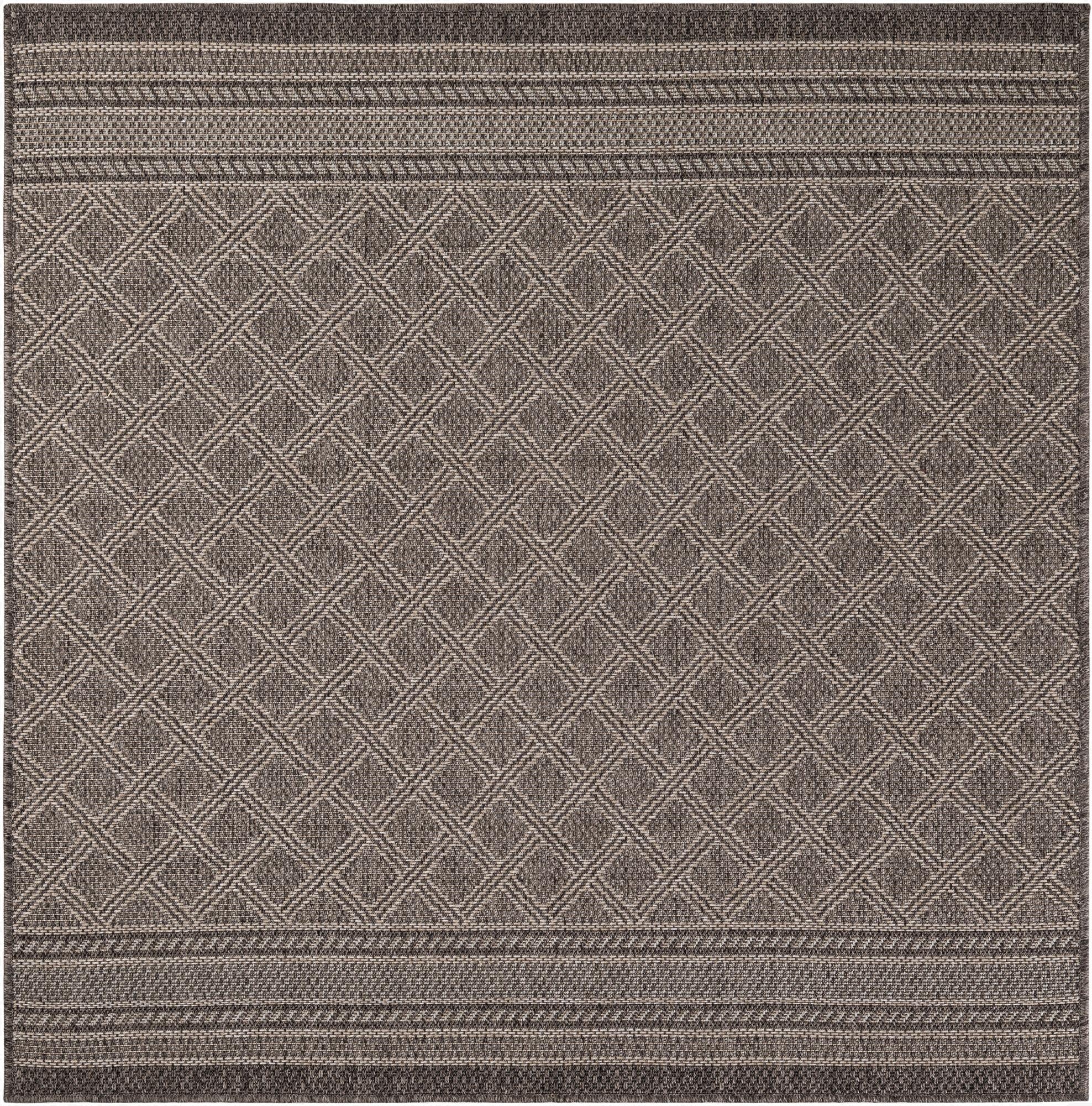  5' 1 x 5' 1  Washable Lattice Indoor / Outdoor Square Rug