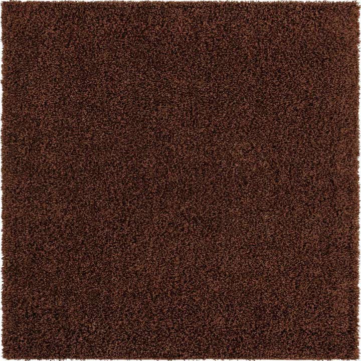 Chocolate Brown 8' x 8' Solid Shag Square Rug | Rugs.com