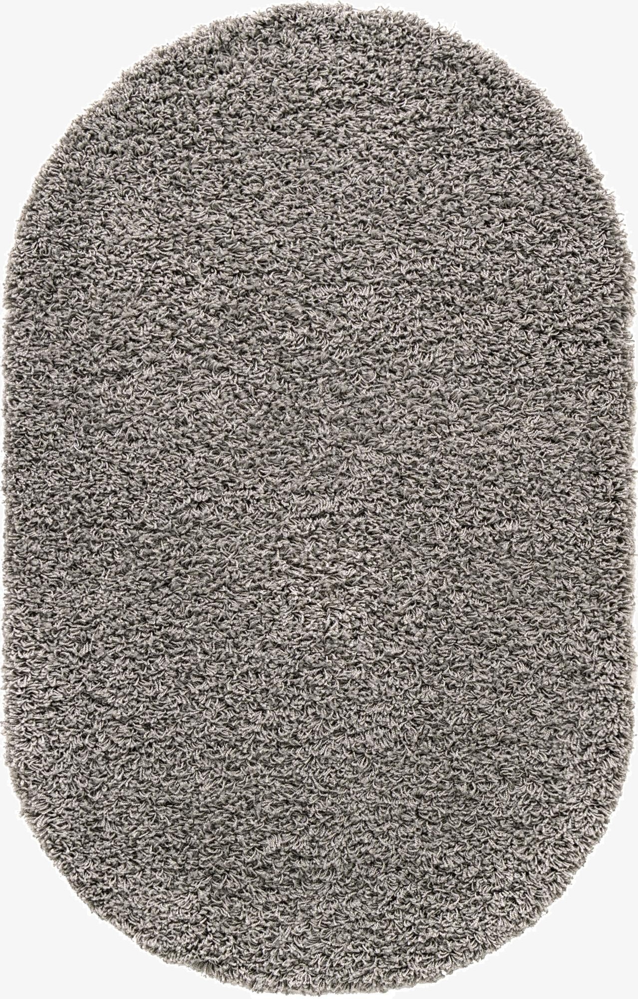  3' x 5' 3 Solid Shag Oval Rug