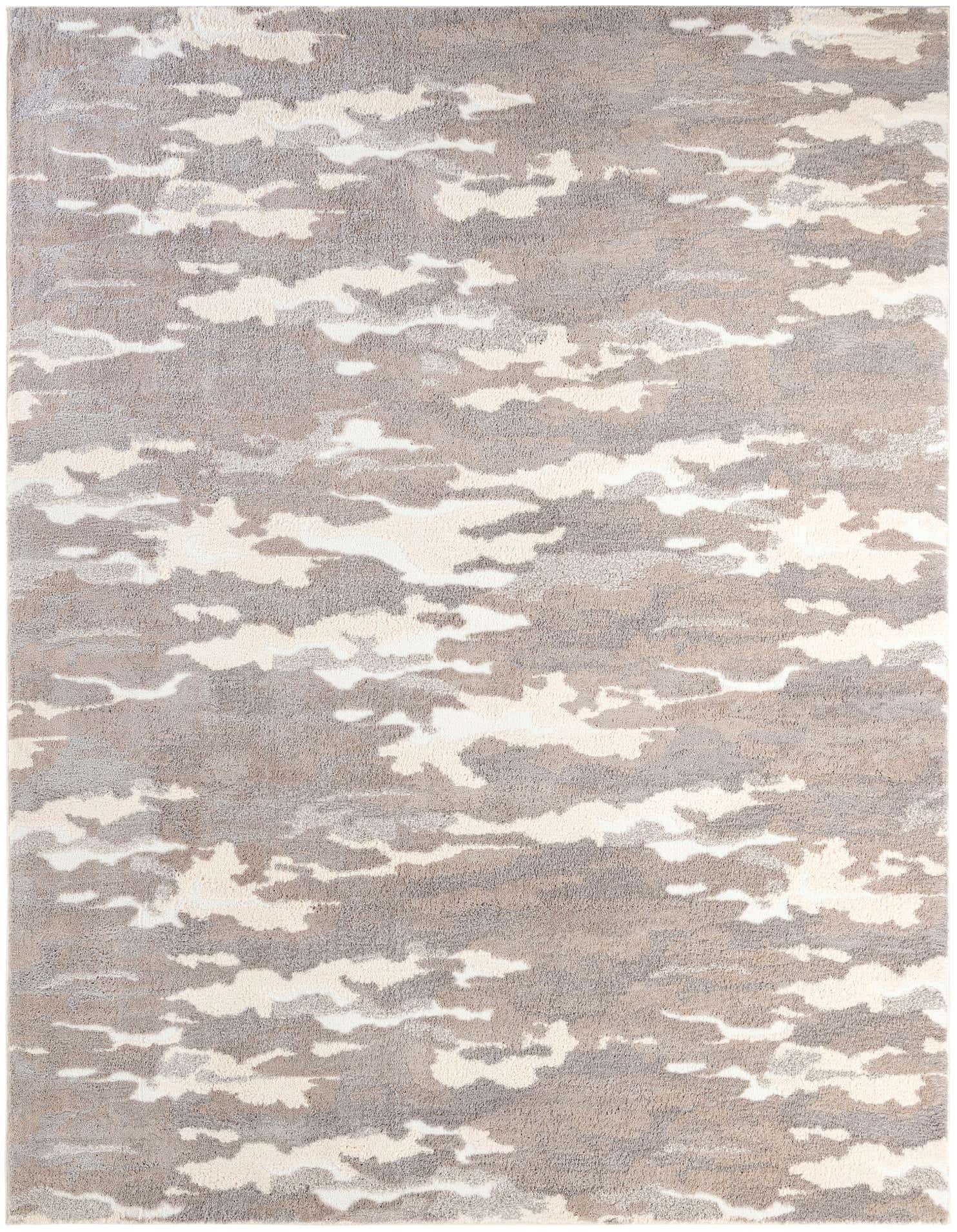 A 9x12 rectangular Rugs.com Sepia rug with a modern abstract pattern in varying shades of gray and silver.