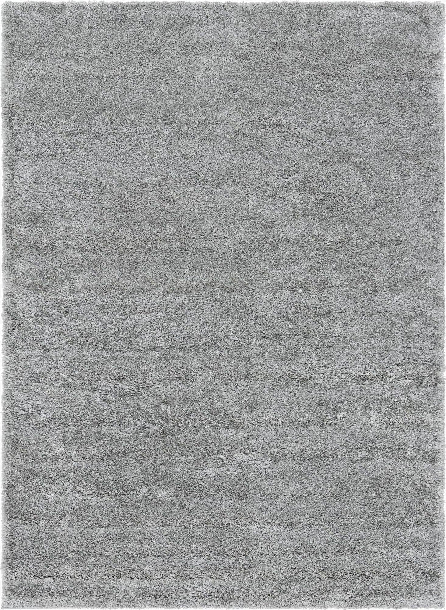 A 7x10 rectangular gray shag rug with a textured pile, perfect for a modern living room or bedroom.