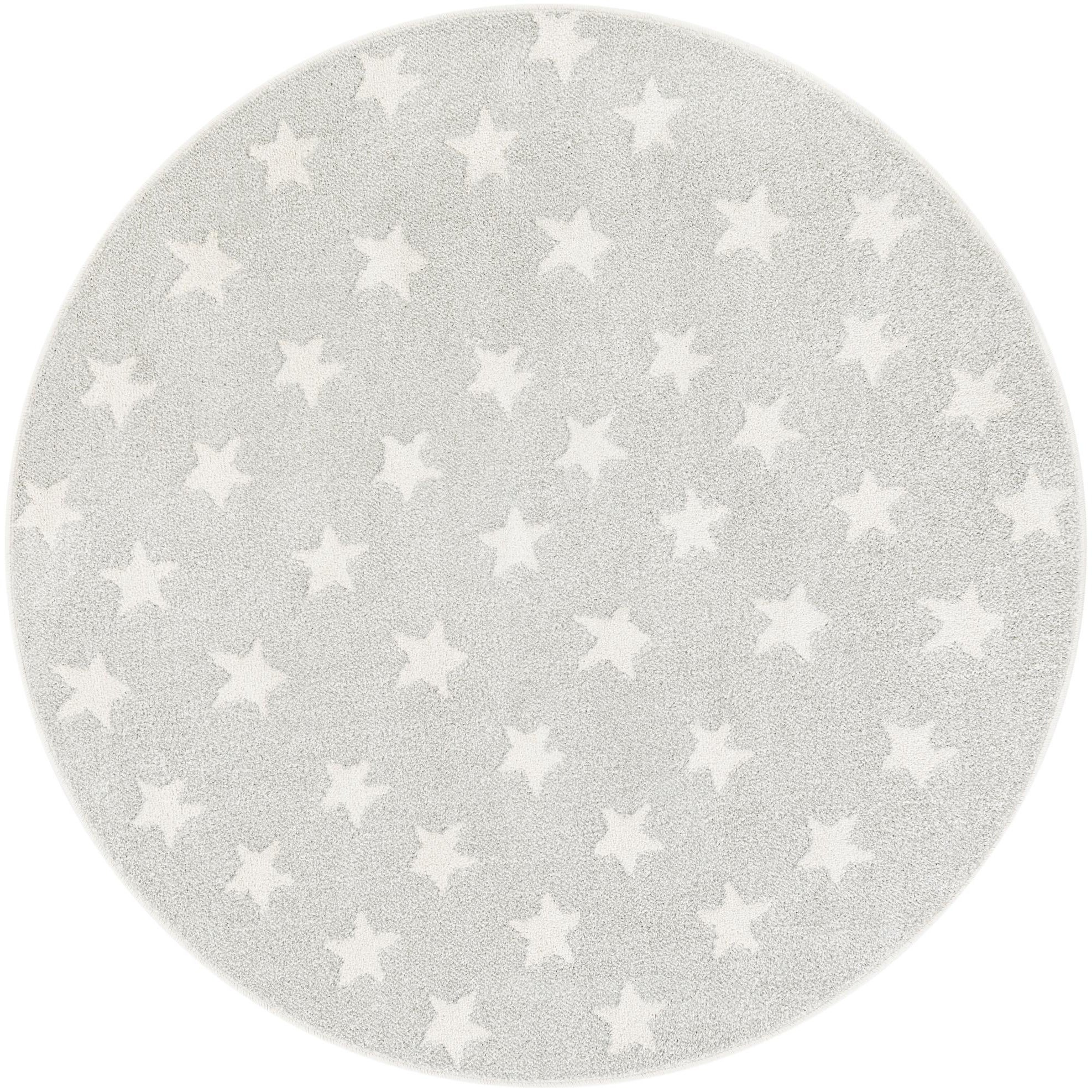 Cloud Gray 5' x 5' Whimsy Kids Round Rug | Rugs.com