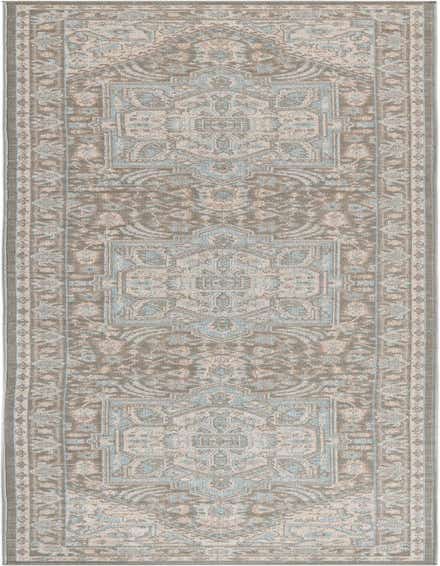 A 12 ft runner rug from the Rugs.com Whitney collection, featuring a gray and silver vintage medallion pattern, ideal for a hallway.