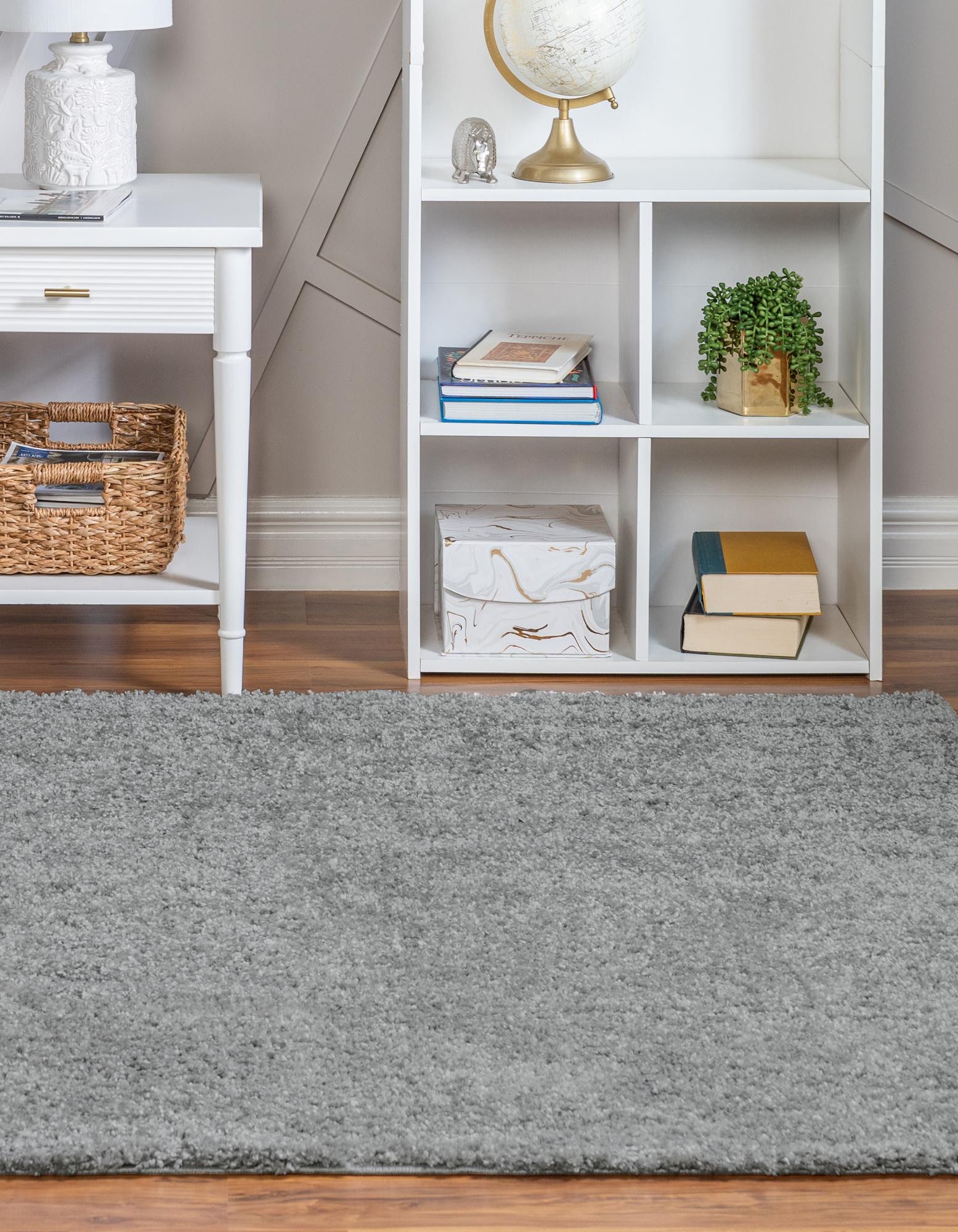 Cloud Gray 4' x 4' Soft Solid Shag Square Rug | Rugs.com