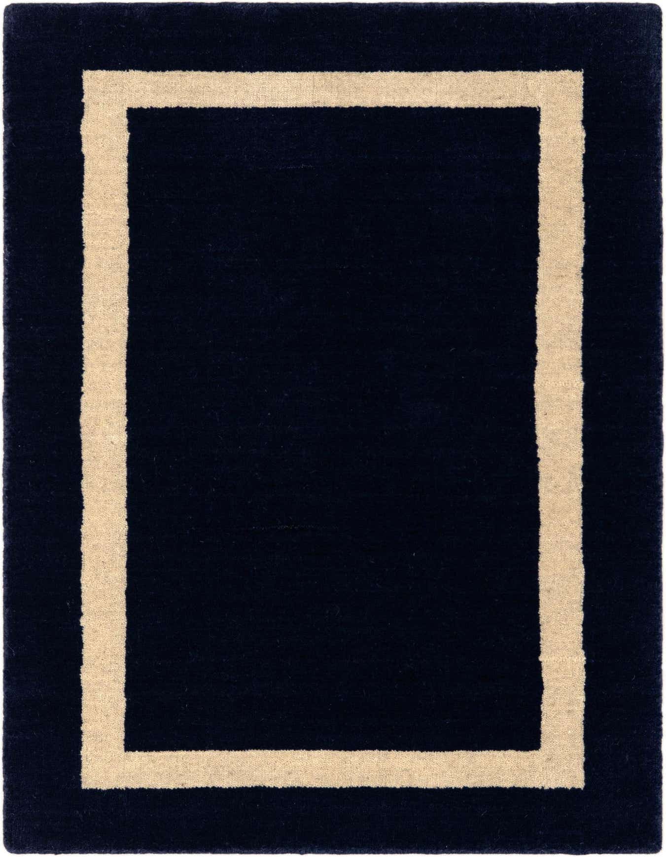A 2x3 rectangular Jill Zarin Border Wool rug in deep cobalt blue with a contrasting beige border, ideal for an entryway.